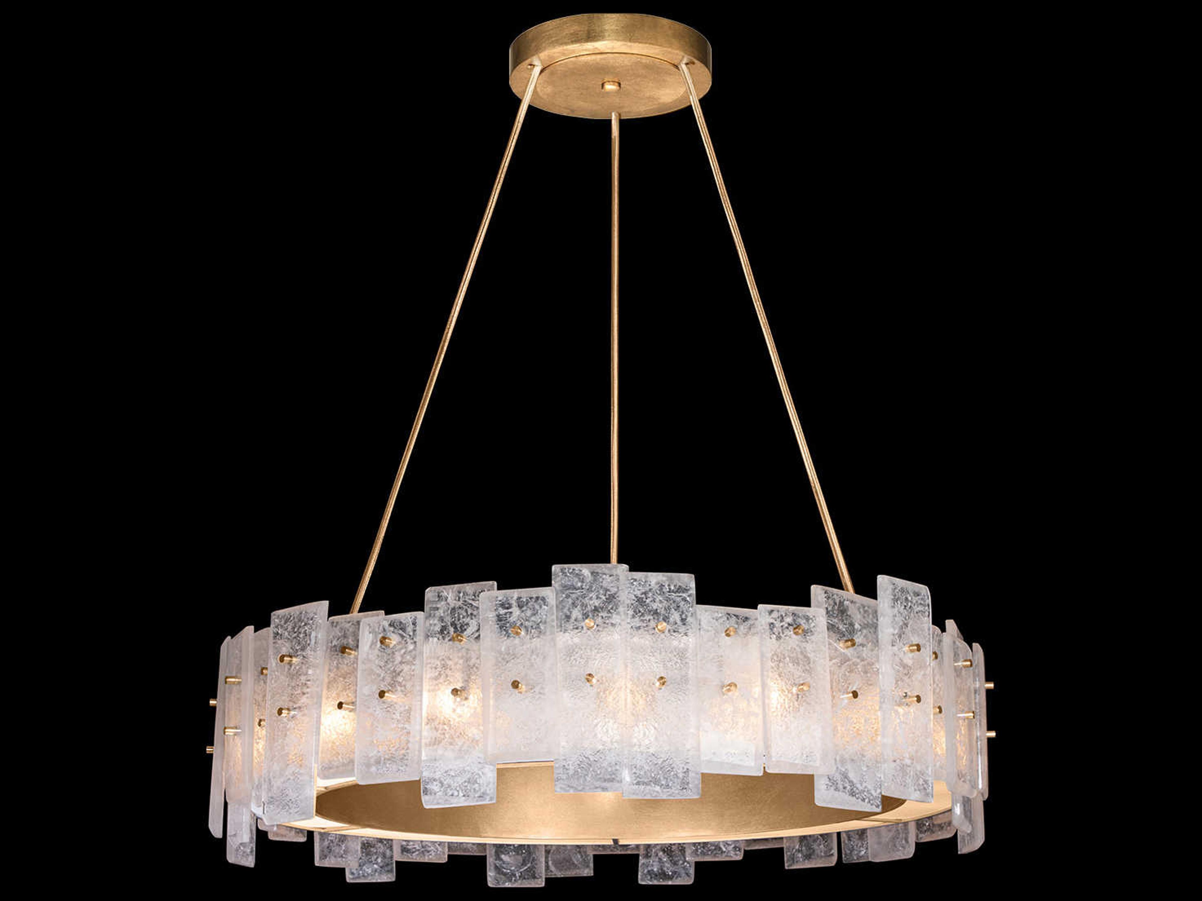 Lunea 15-Light Gold Glass Drum Pendant