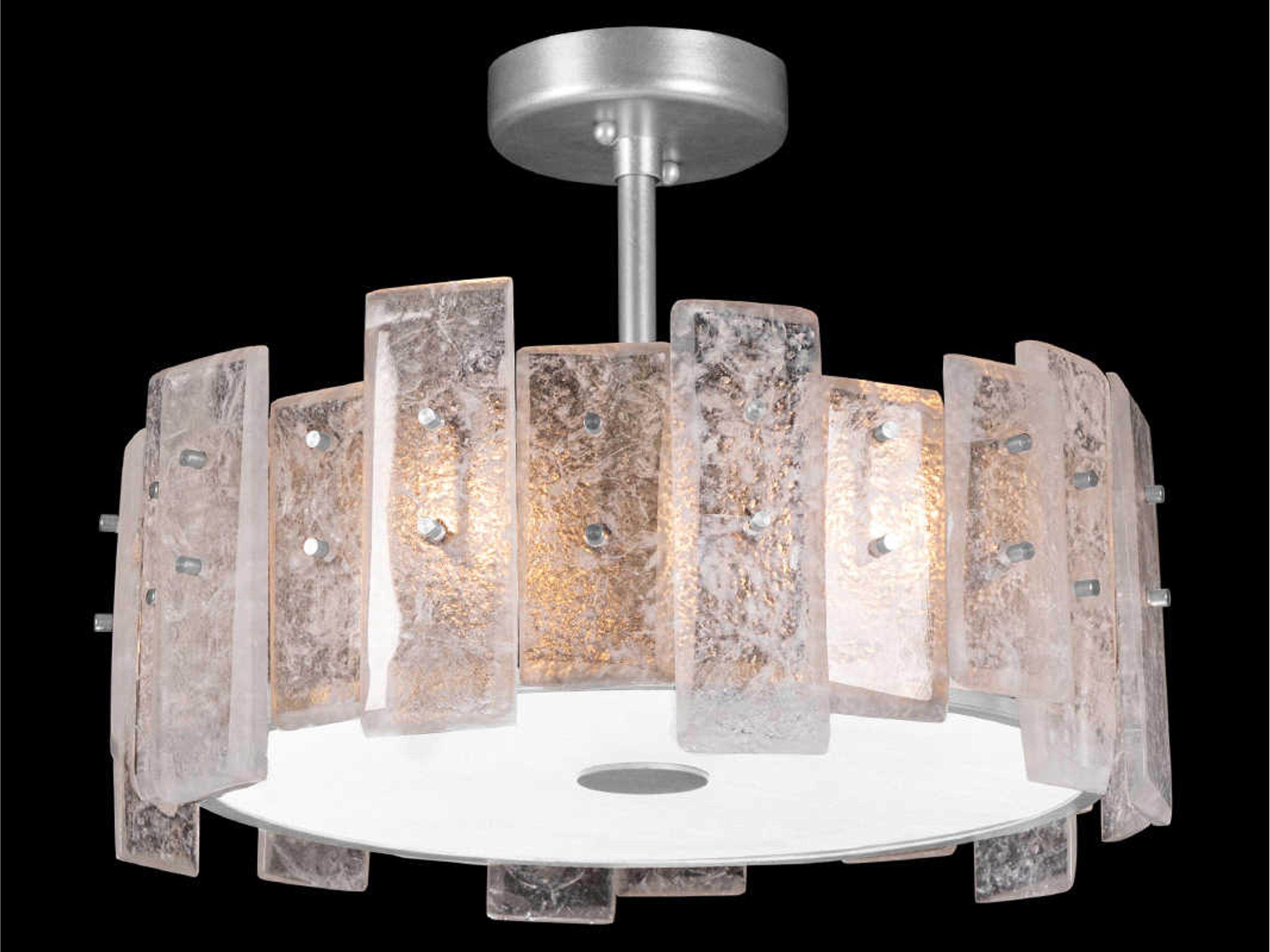 Lunea 3-Light Silver Glass Drum Semi Flush Mount
