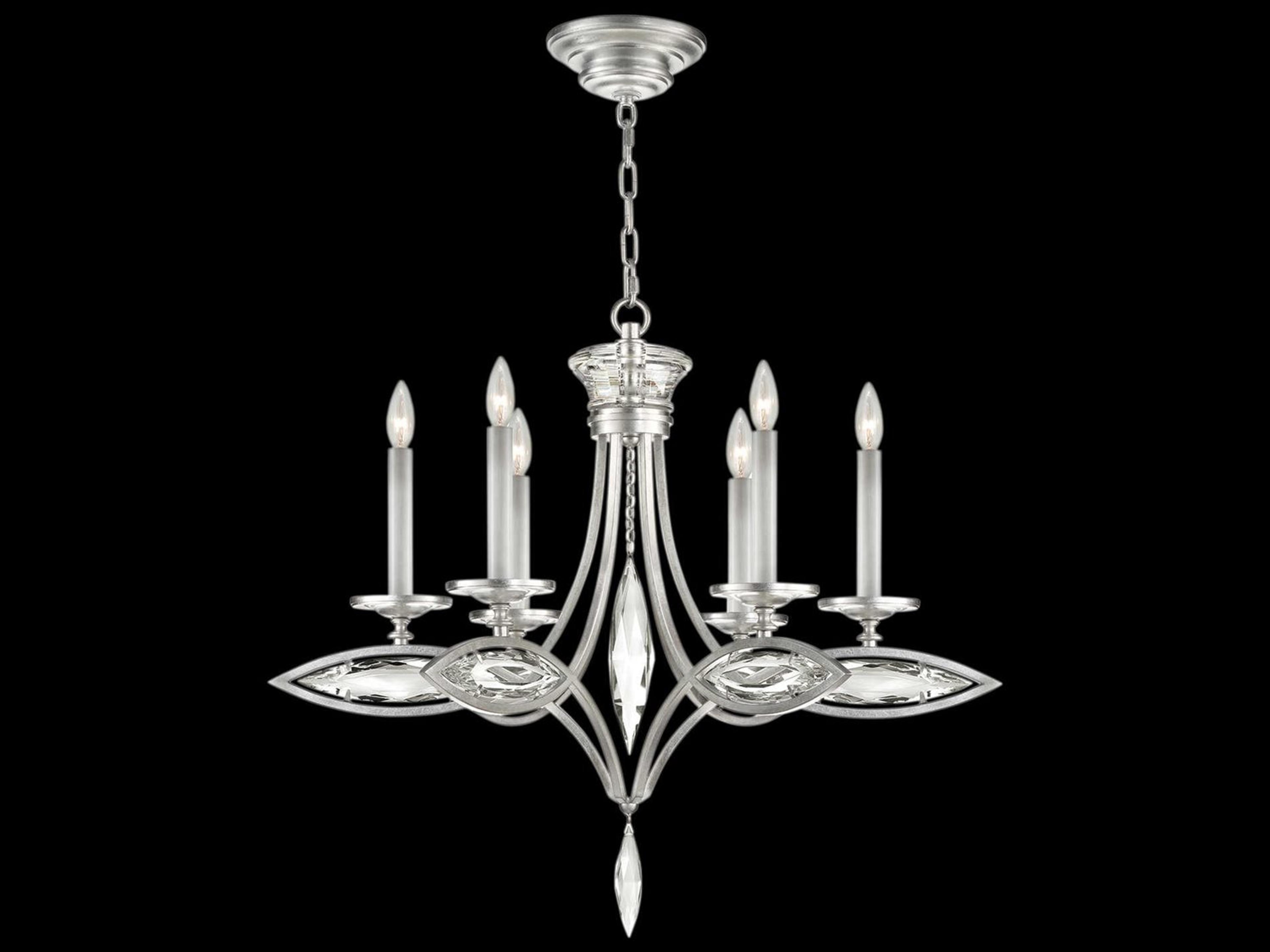 Marquise 6-Light Silver Crystal Candelabra Chandelier