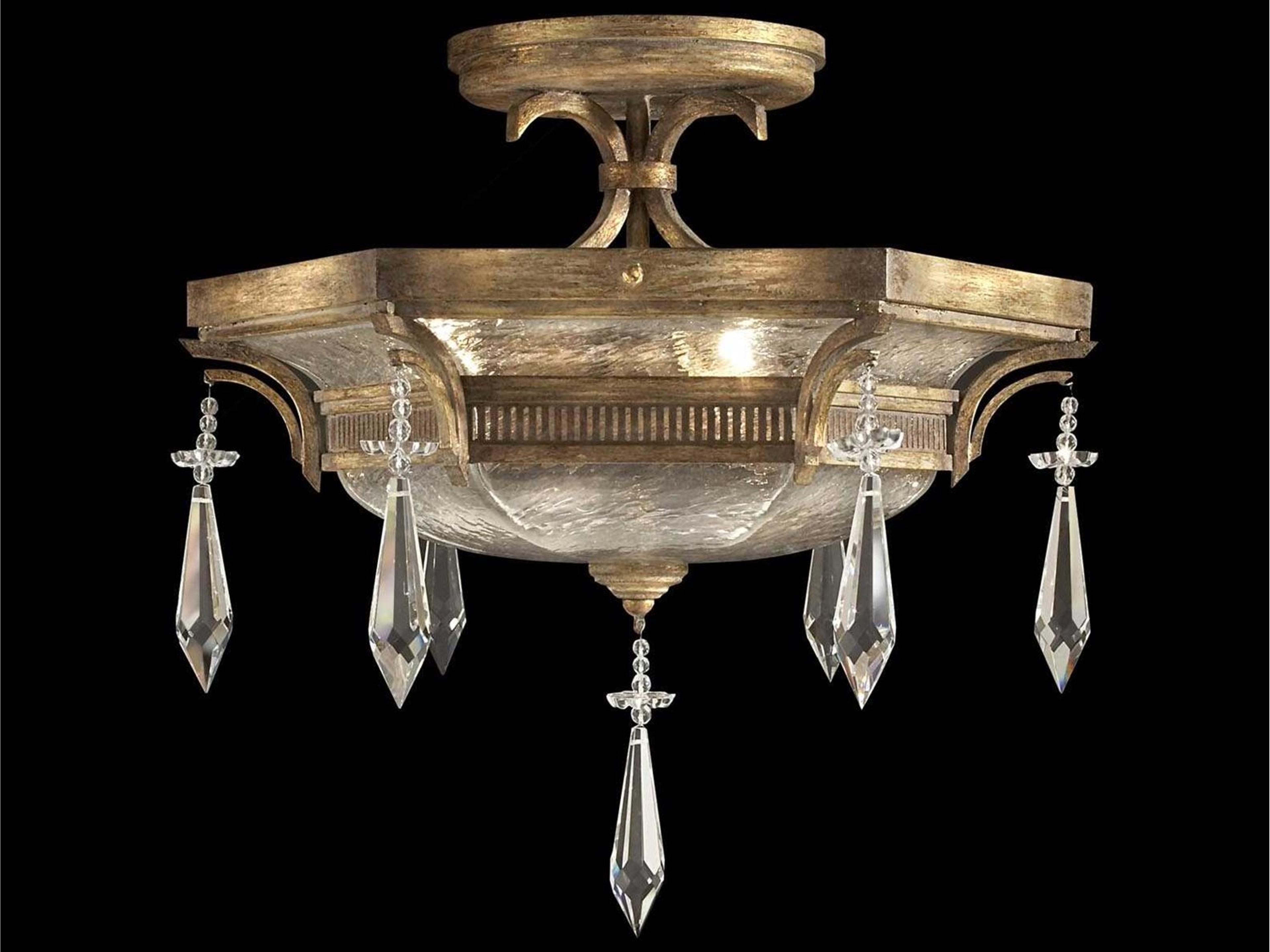 Monte Carlo Gold Crystal Bowl Geometric Semi Flush Mount