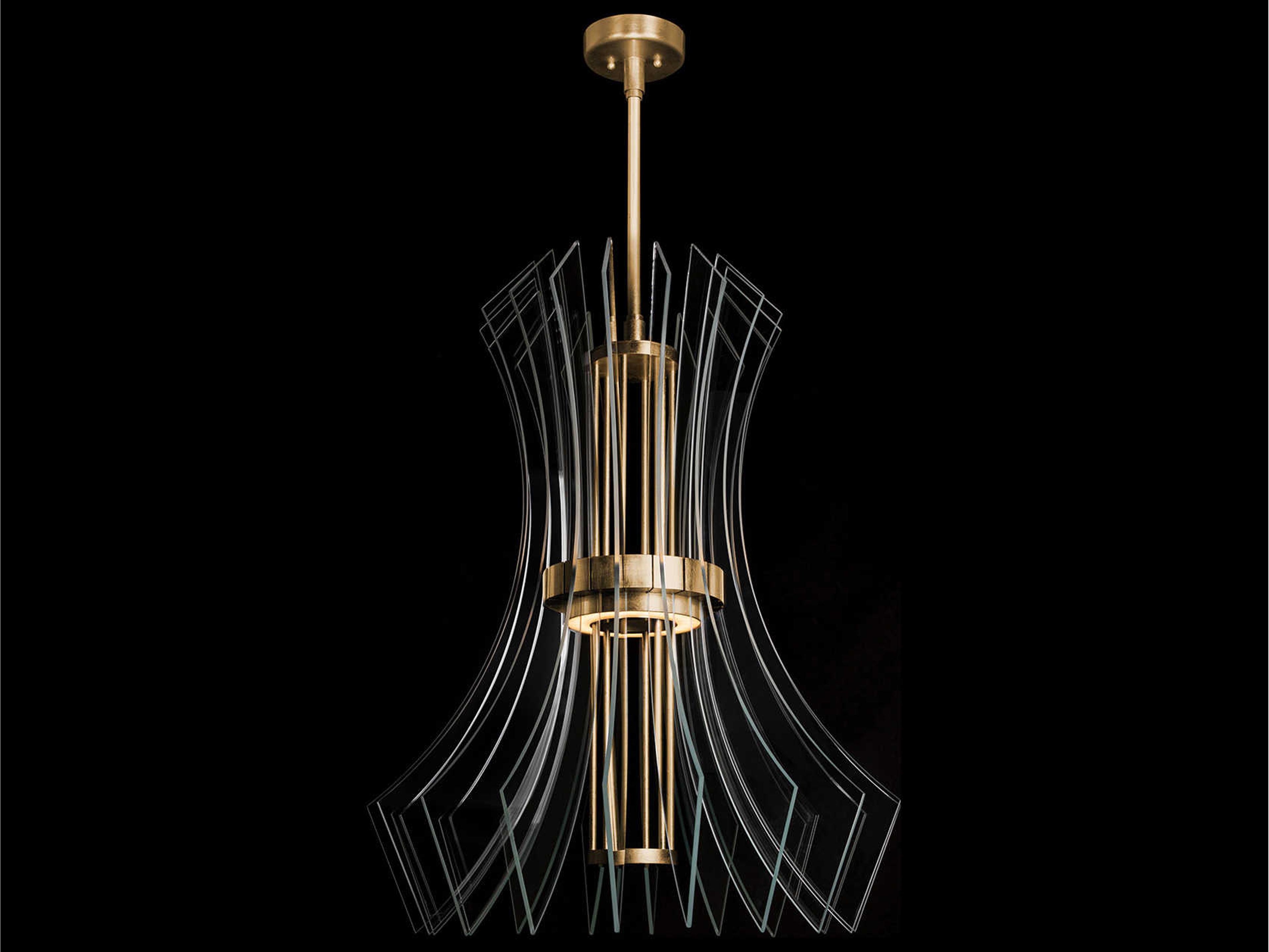 Newton 3-Light Gold Crystal LED Round Pendant