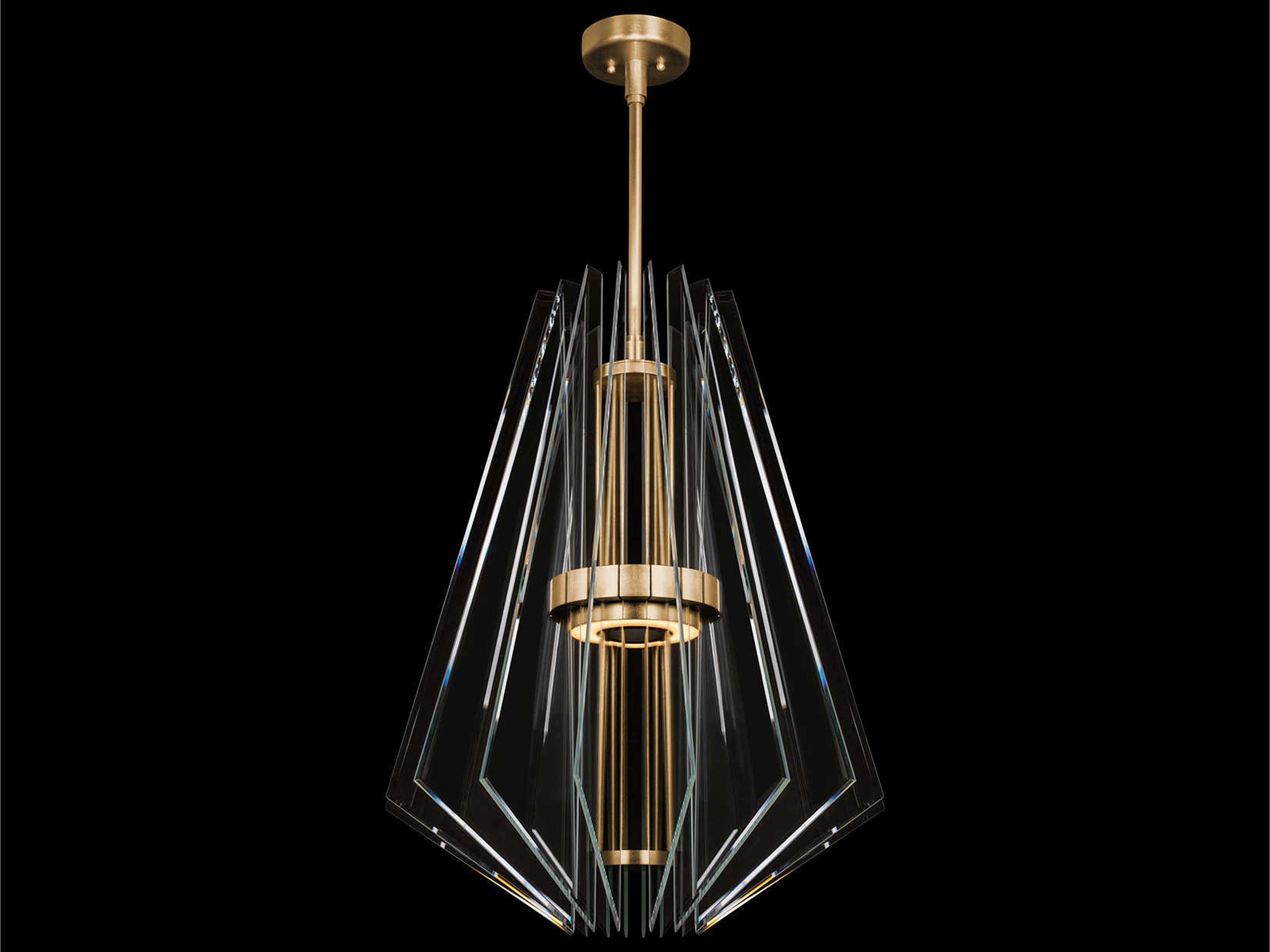 Newton 3-Light Gold Crystal LED Round Pendant