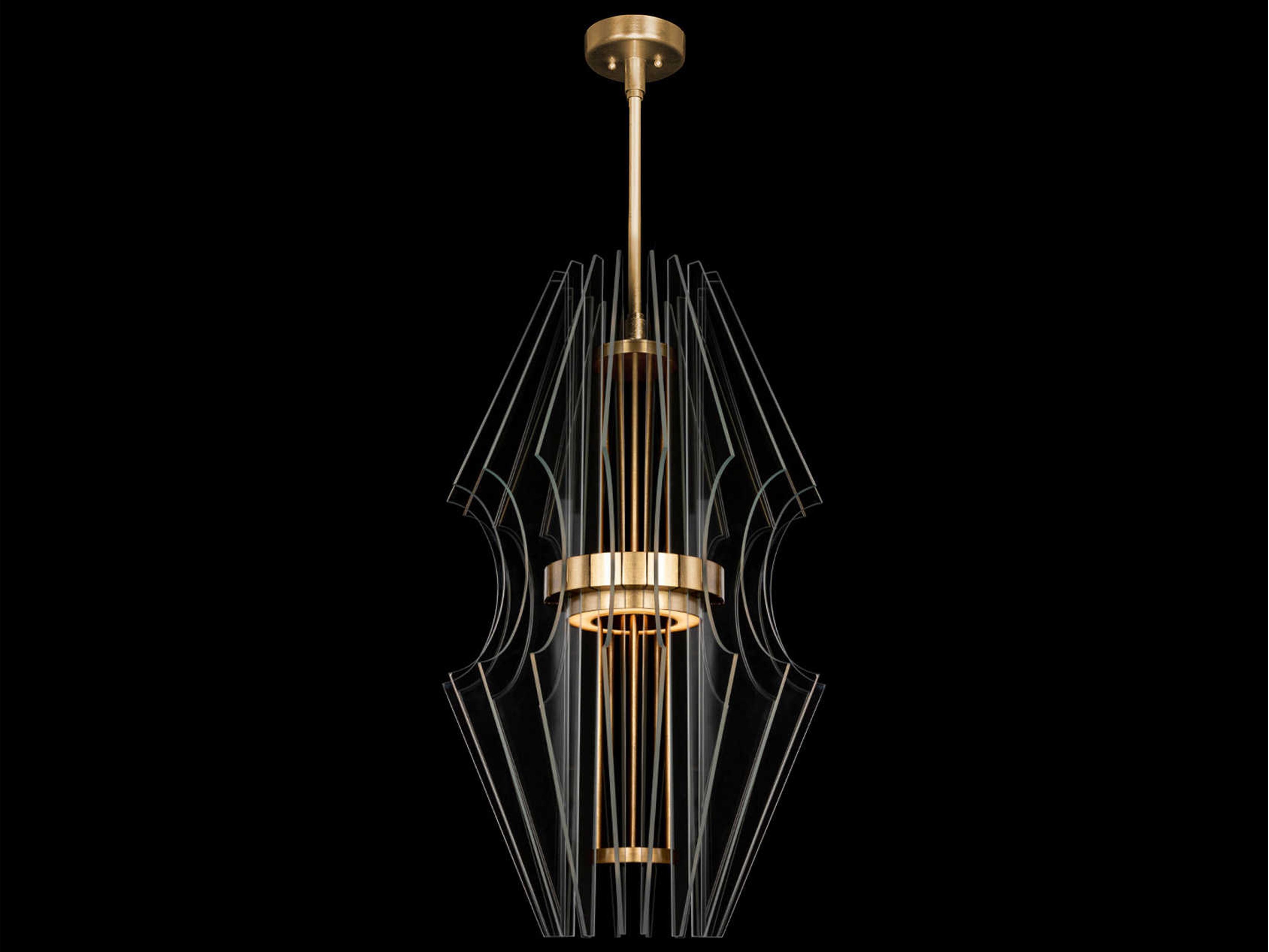 Newton 3-Light Gold Crystal LED Round Pendant