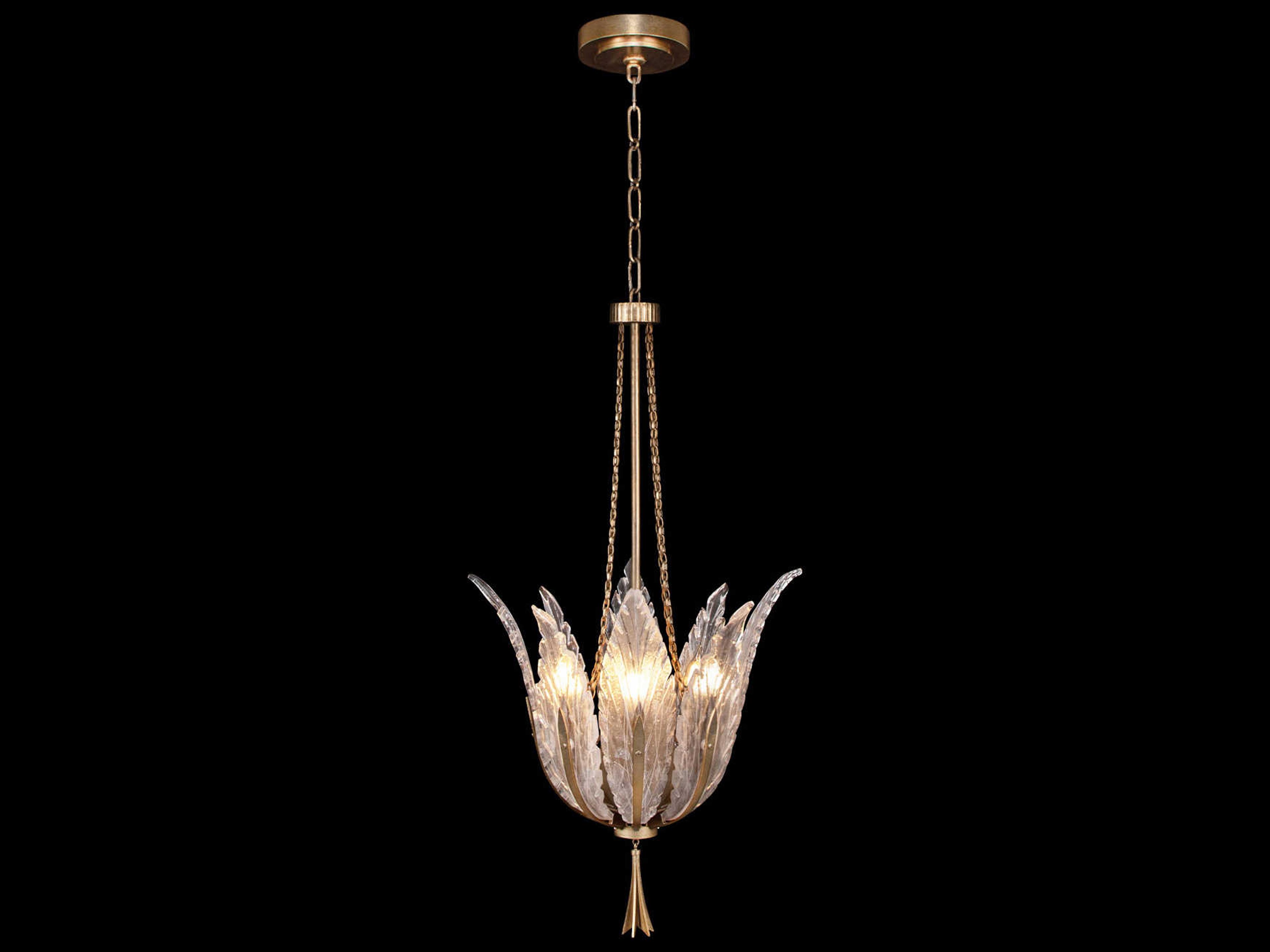 Plume 4-Light Gold Crystal Glass Bowl Pendant