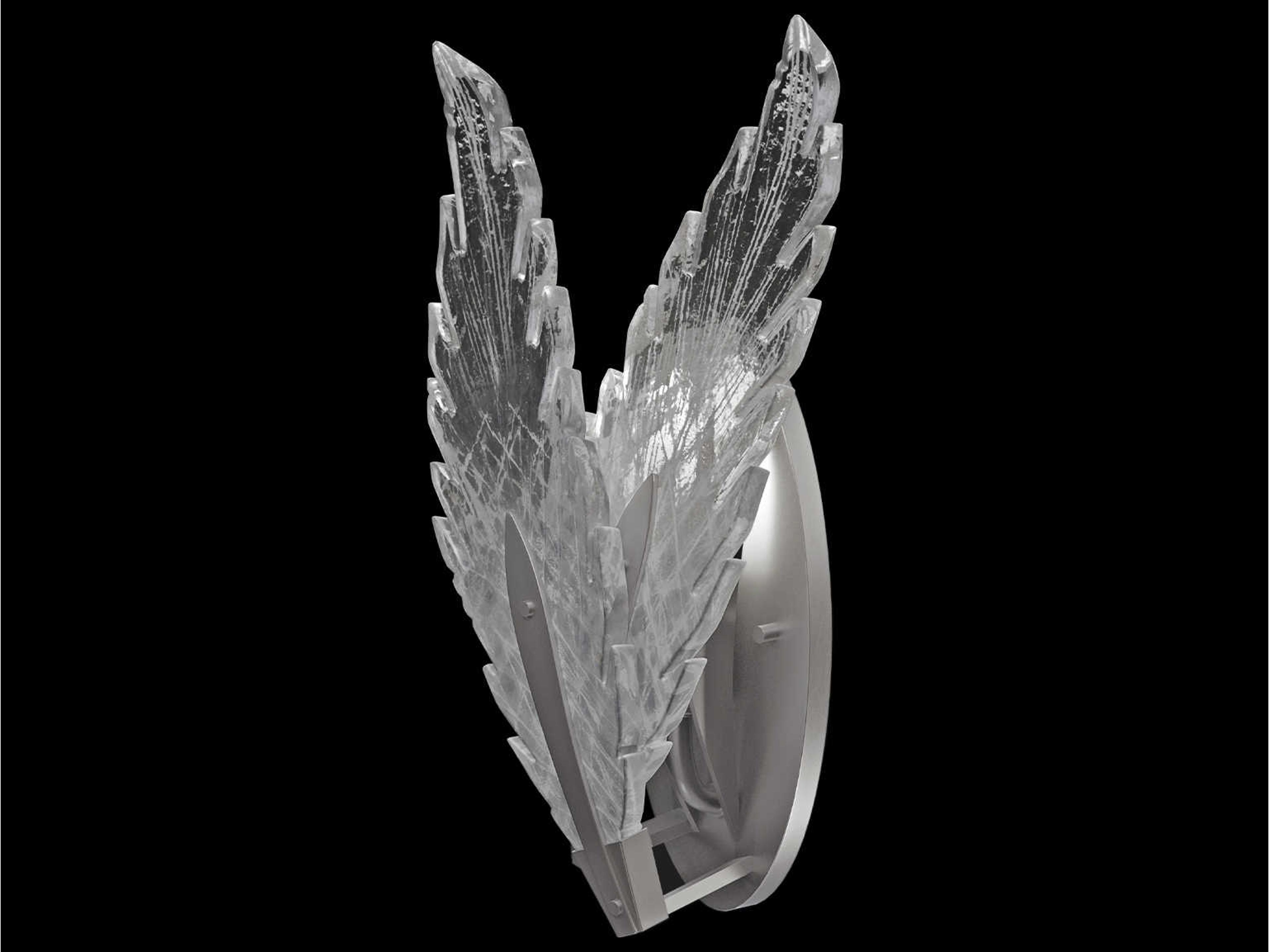 Plume 1-Light Silver Crystal Glass Wall Sconce