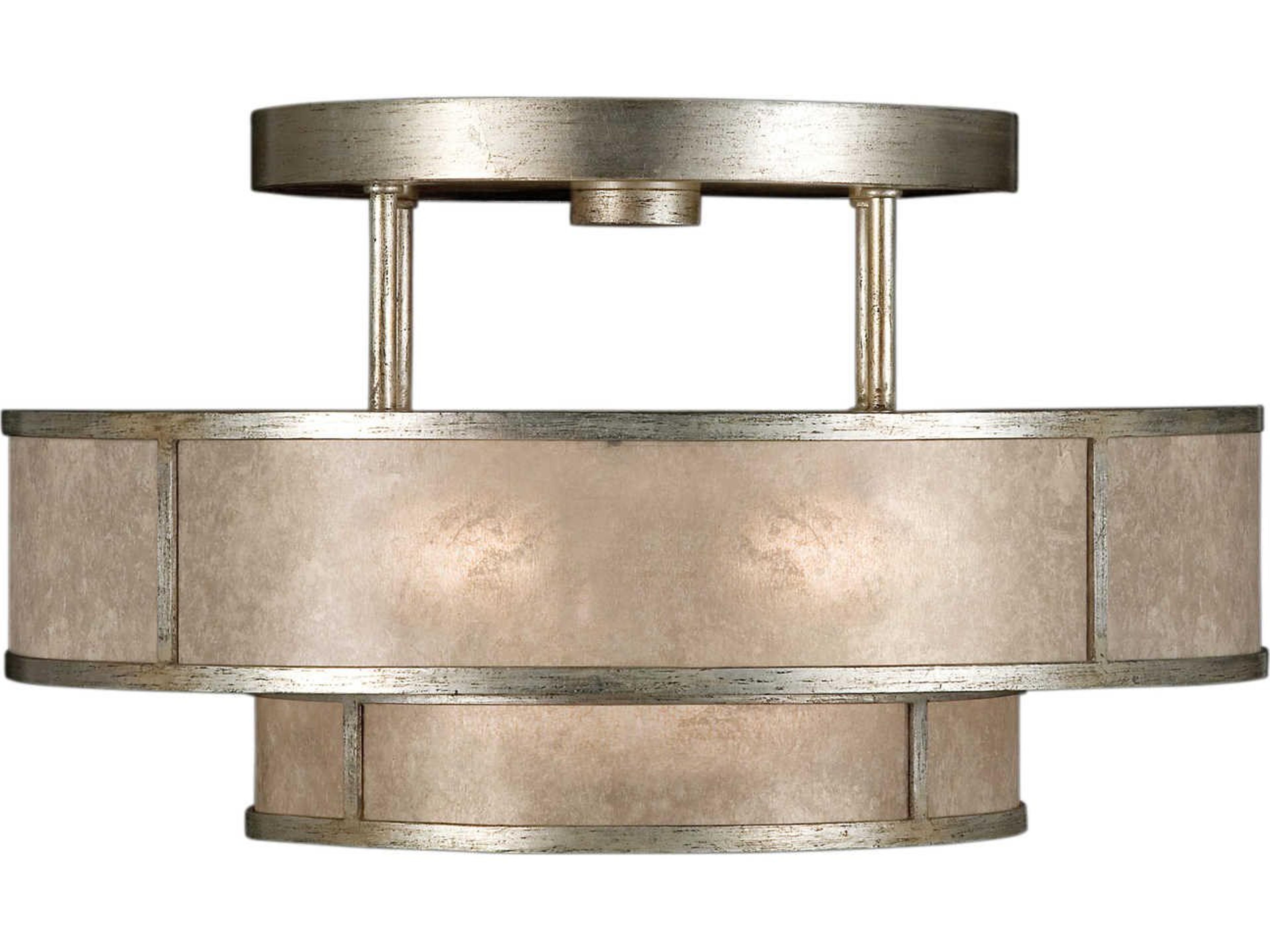 Singapore Moderne Silver Drum Semi Flush Mount