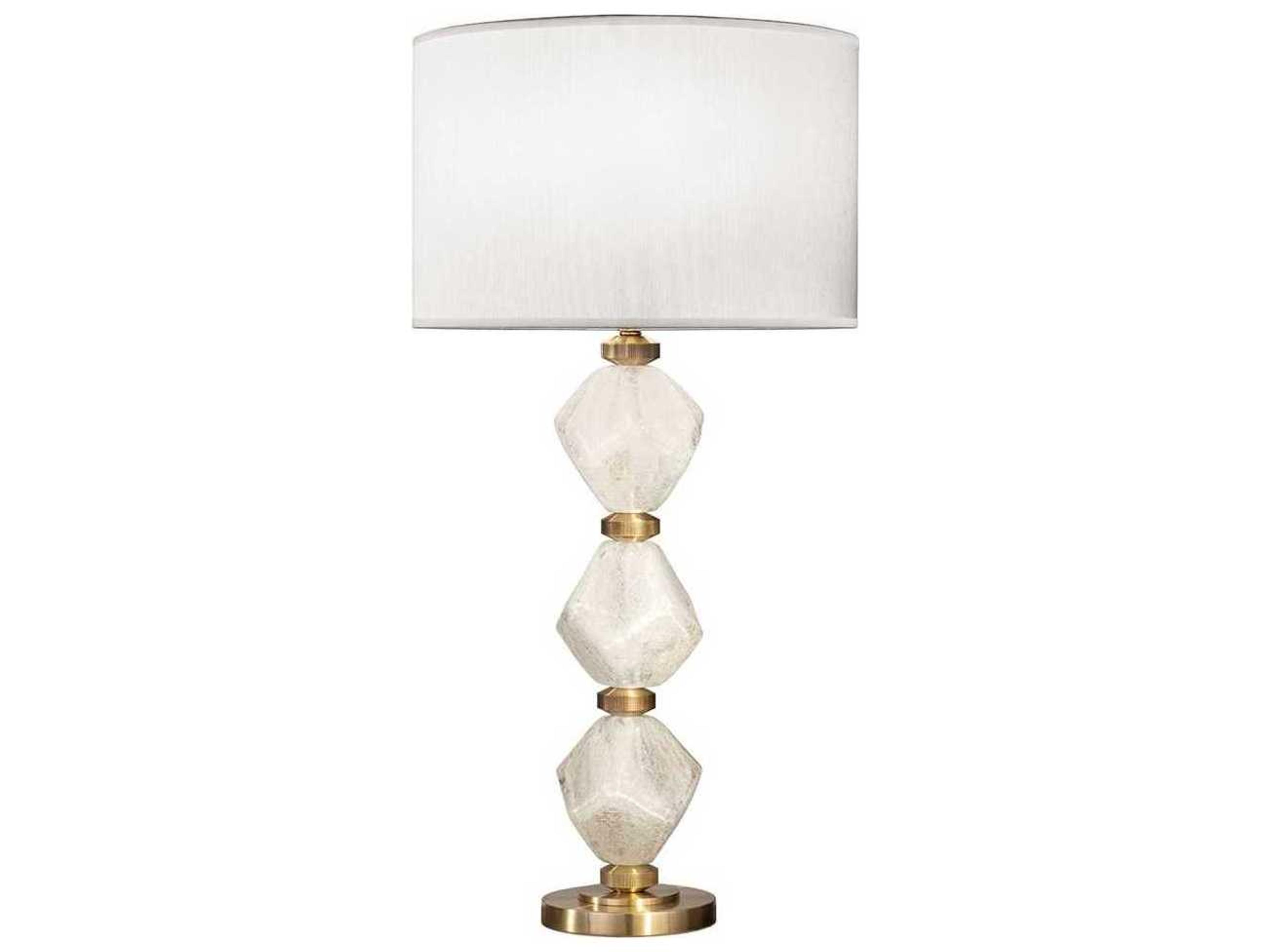 Natural Inspirations Clear Quartz Glass Brass LED Buffet Lamp