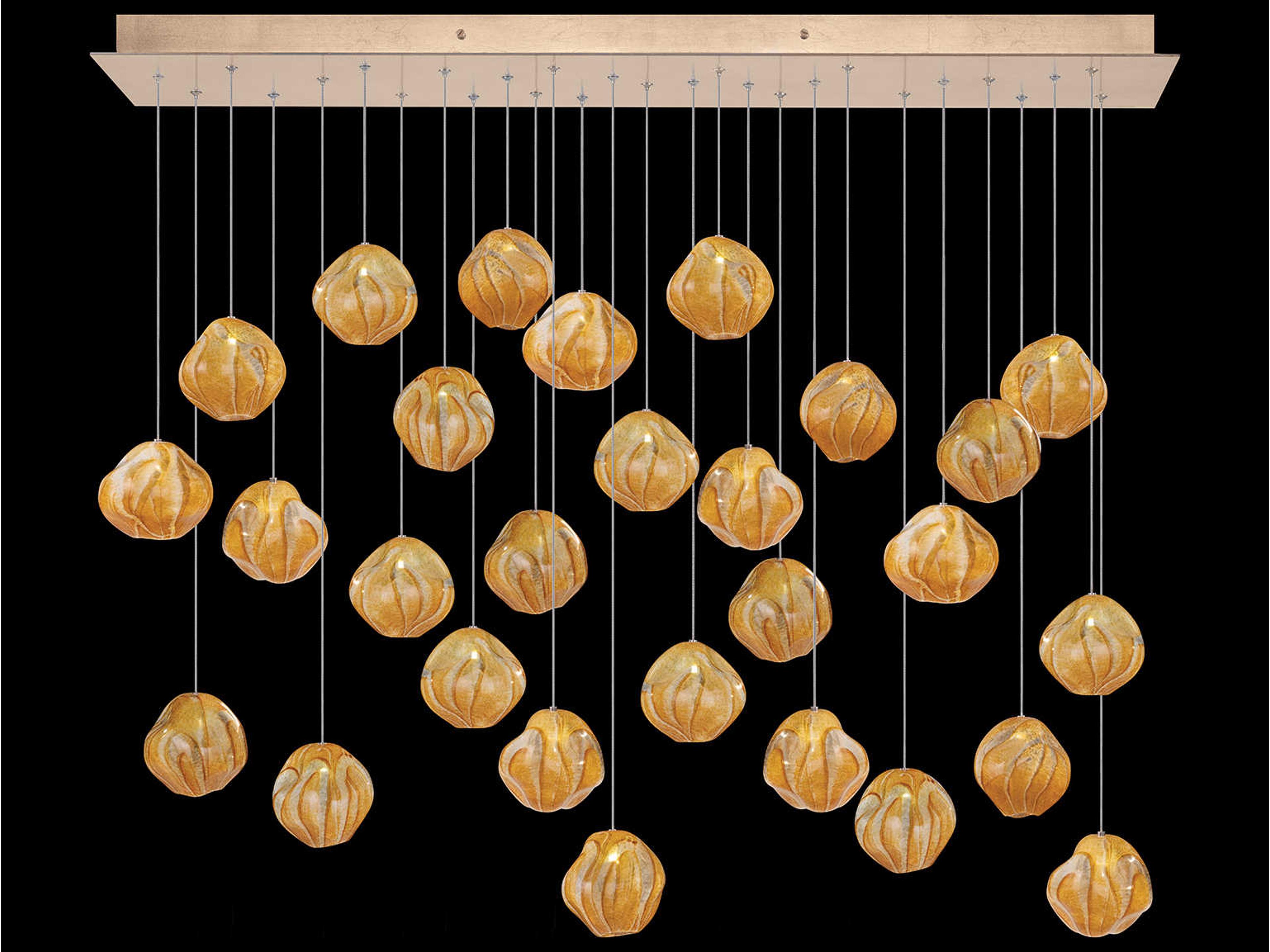 Vesta 28-Light Gold Glass LED Globe Island Pendant