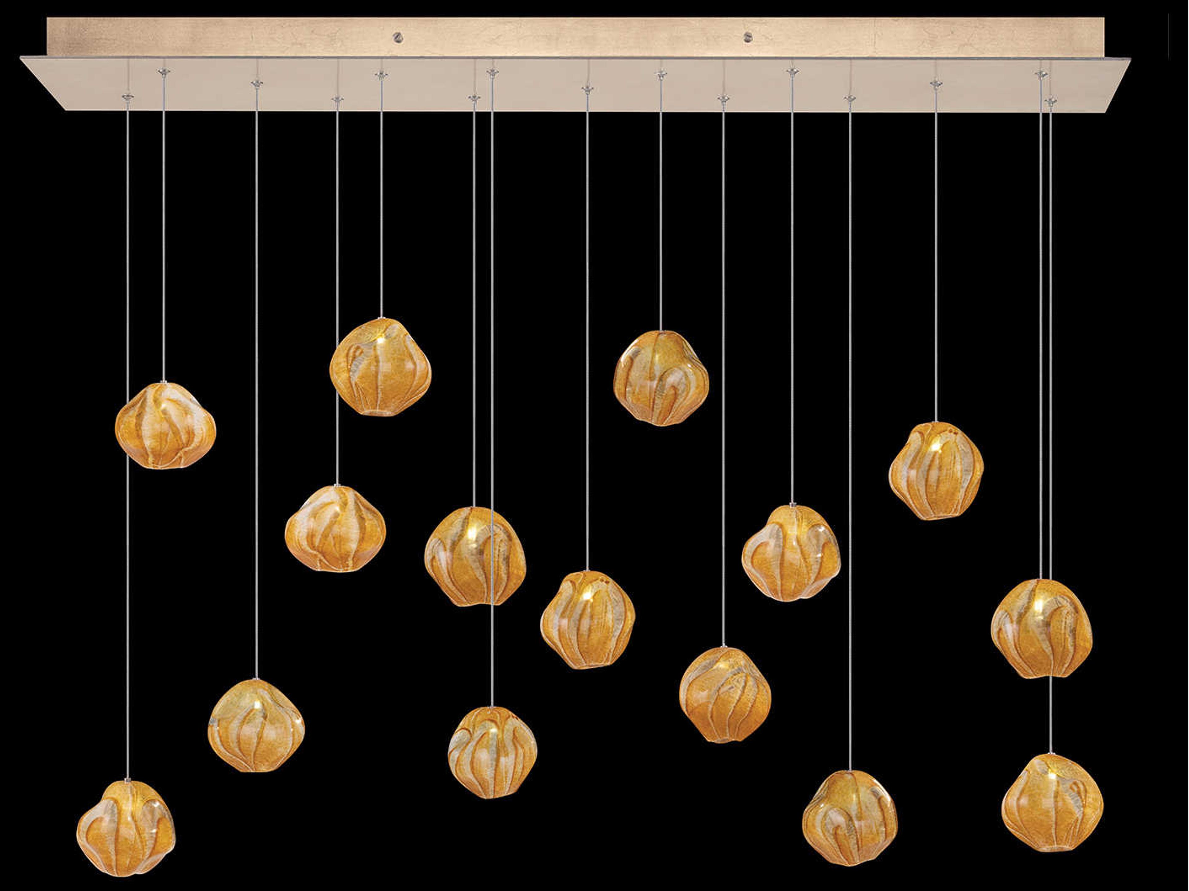 Vesta 15-Light Gold Glass LED Globe Island Pendant