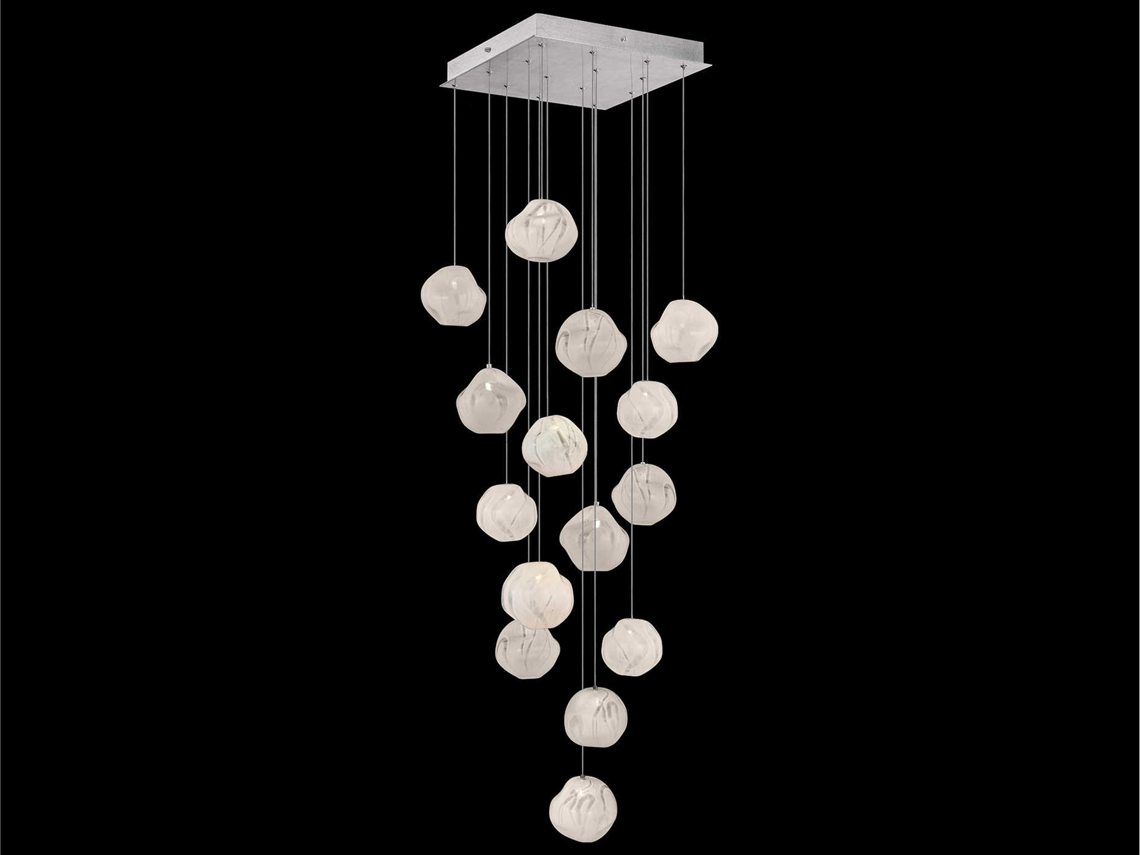 Vesta 15-Light Silver Glass LED Globe Pendant