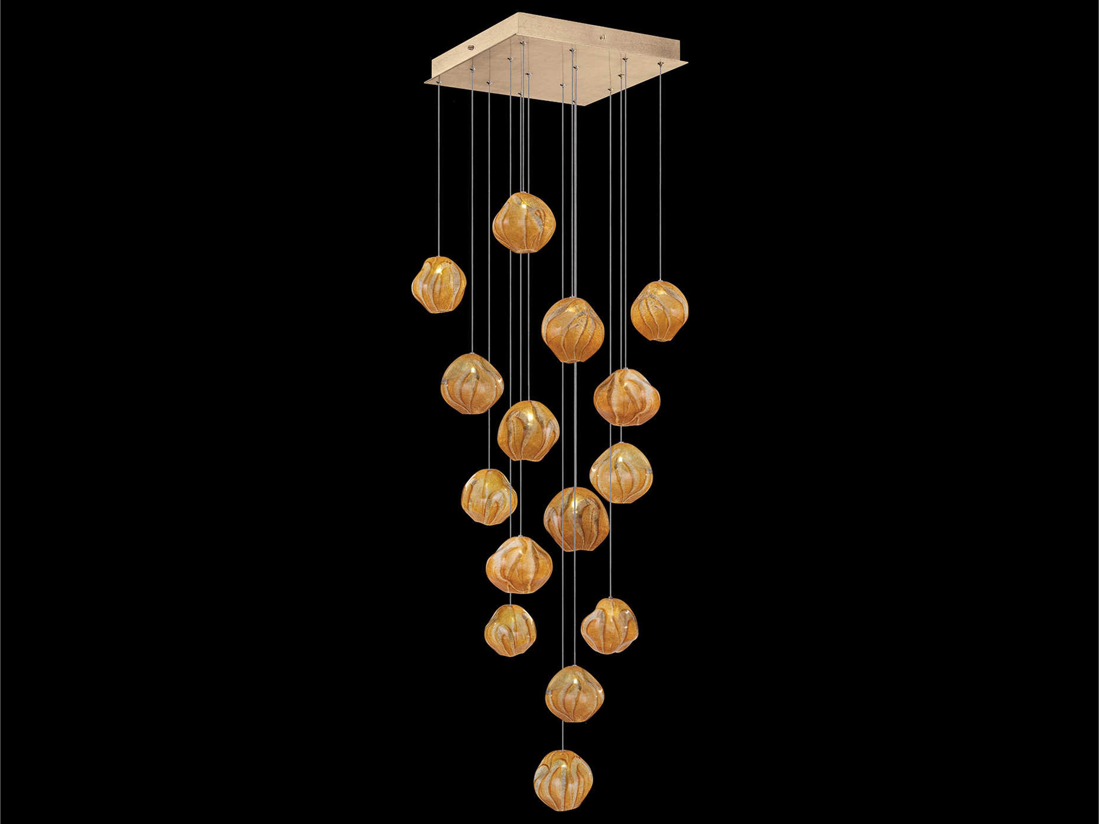 Vesta 15-Light Gold Glass LED Globe Pendant