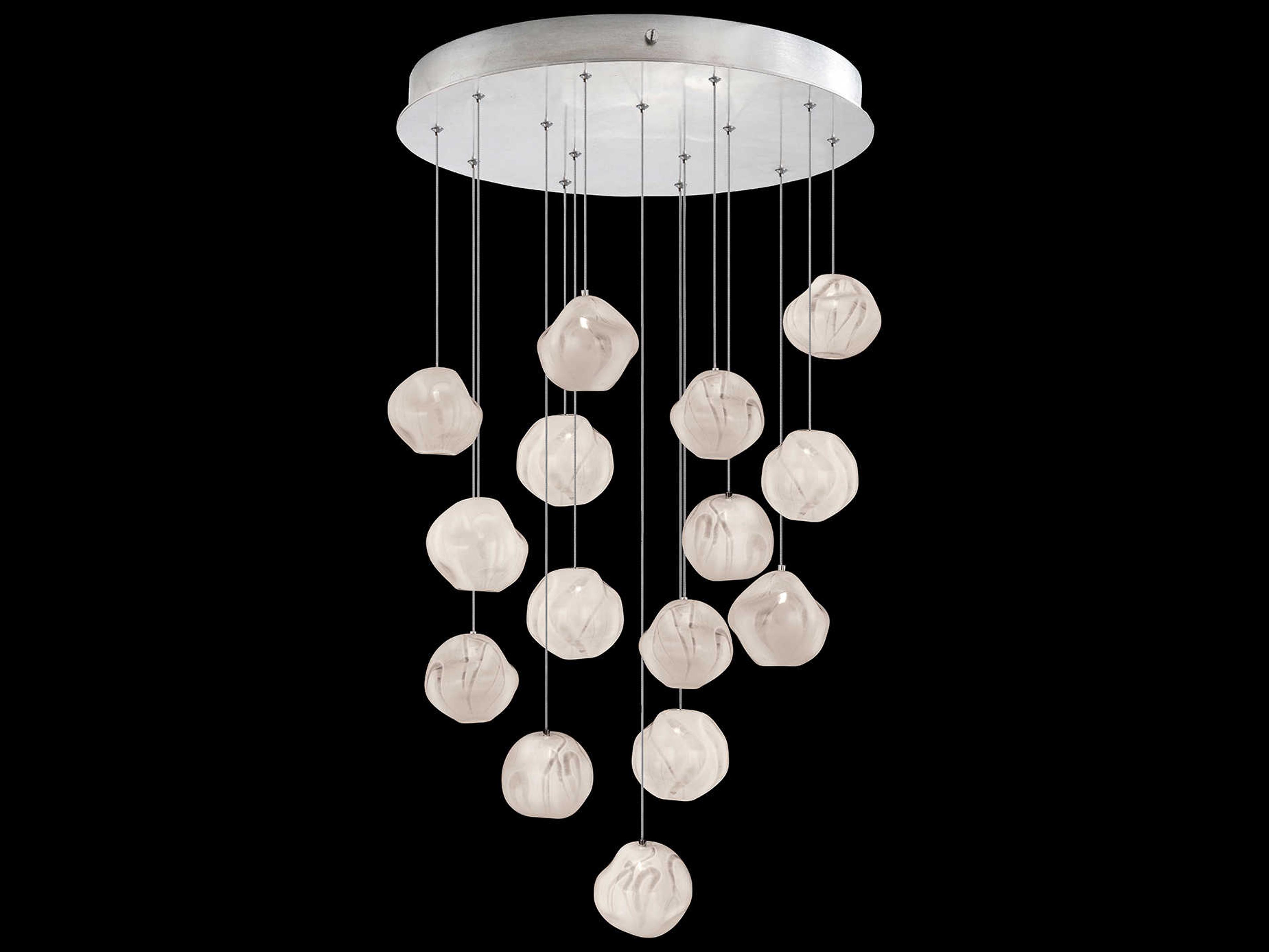 Vesta 15-Light Silver Glass LED Globe Pendant