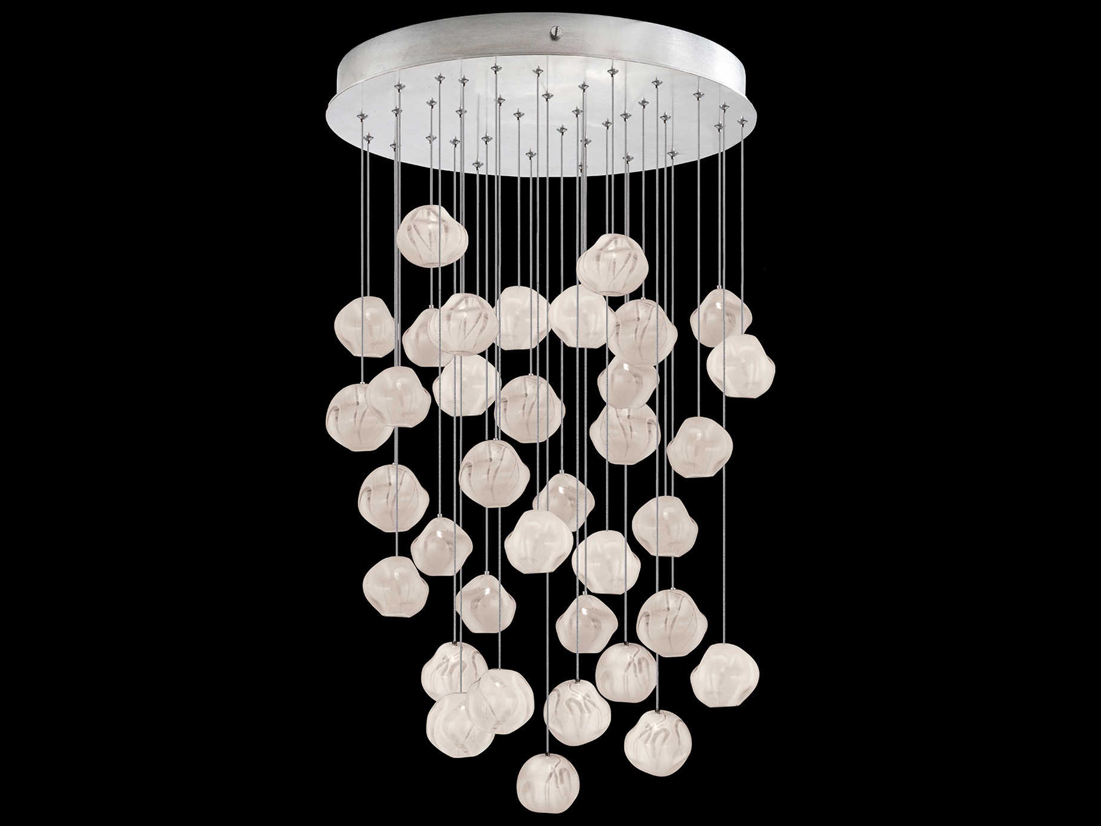 Vesta 36-Light Silver Glass LED Globe Pendant