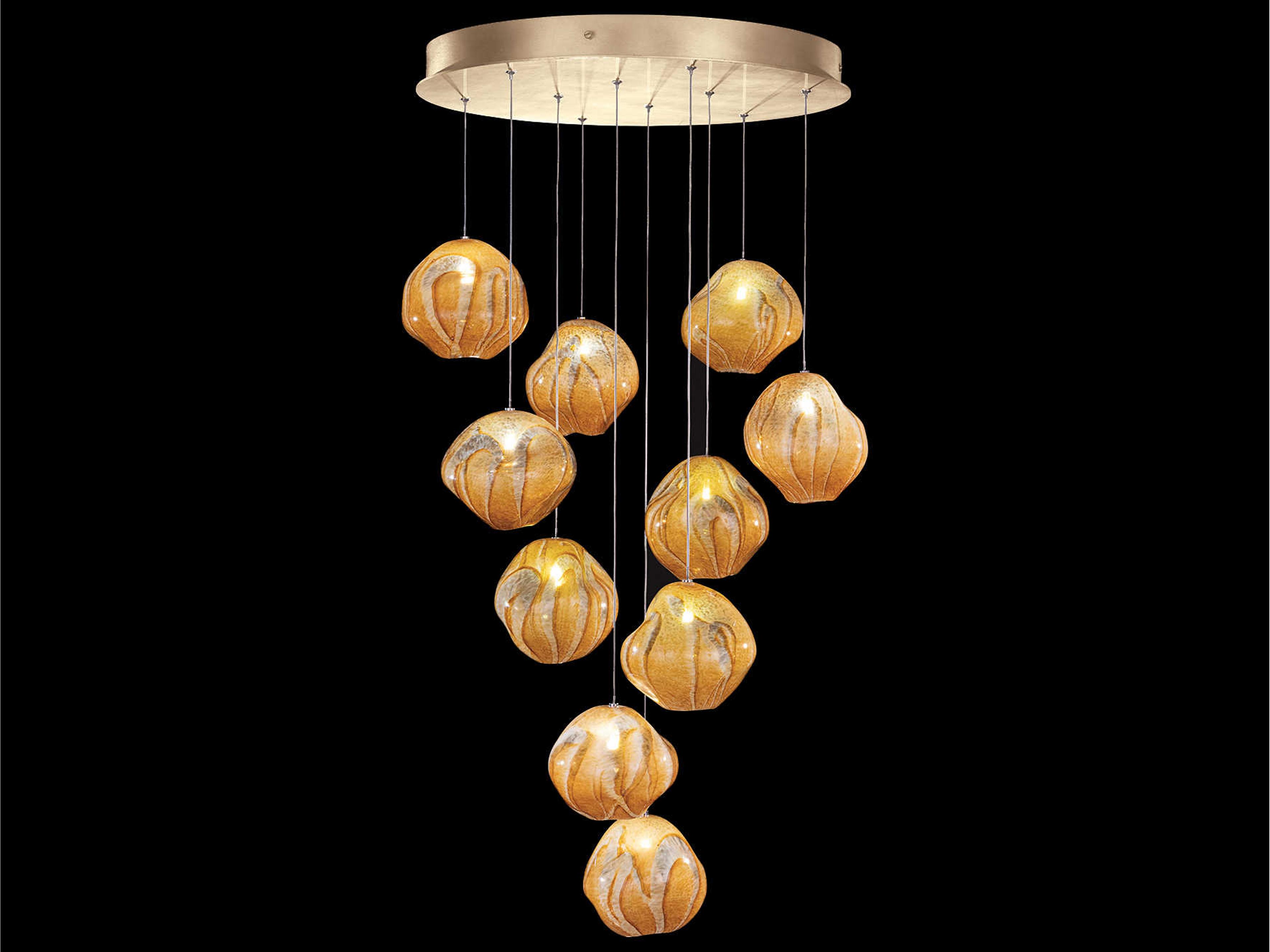 Vesta 10-Light Gold Glass LED Globe Pendant