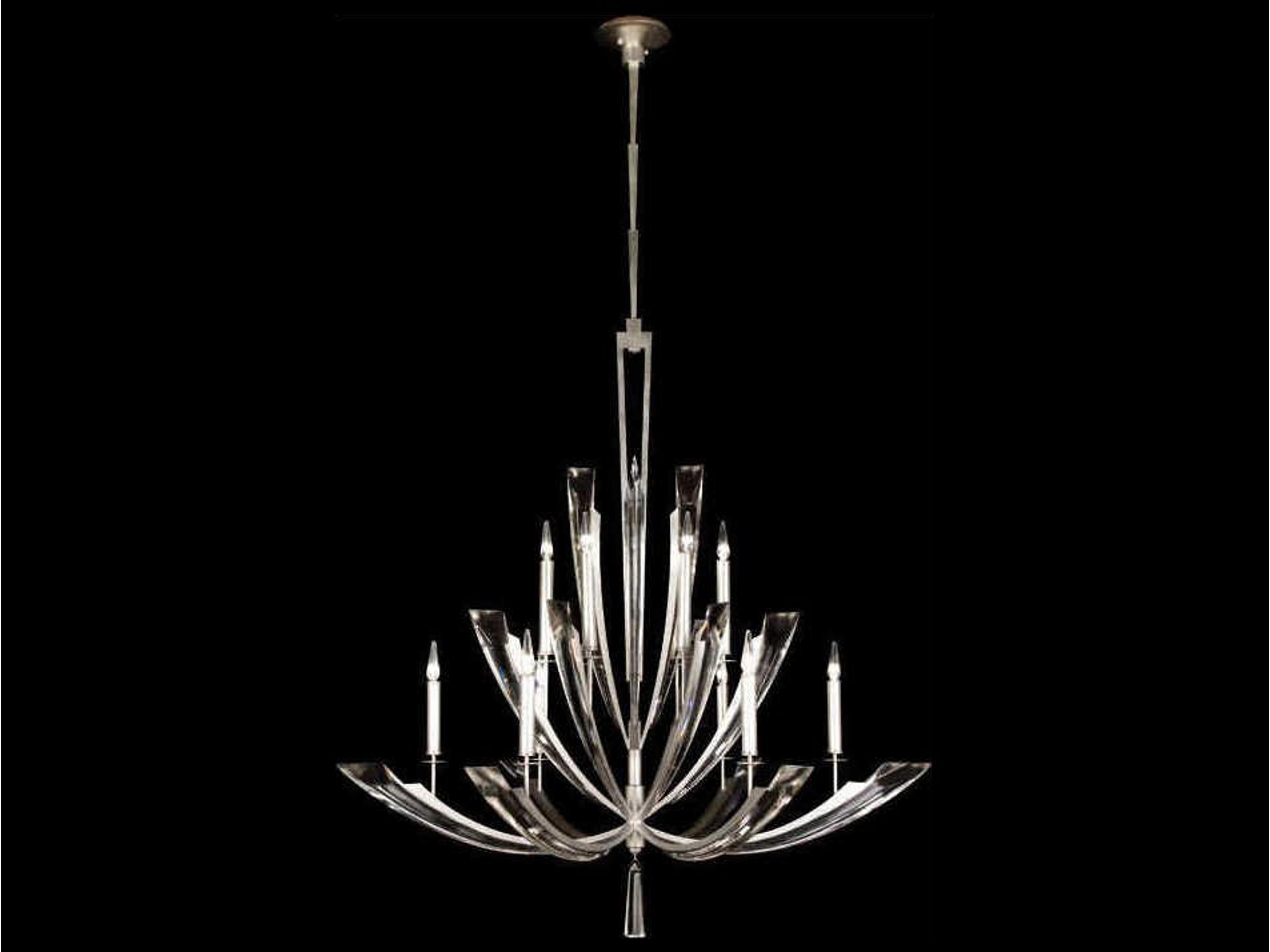 Fine Art Handcrafted Lighting Vol De Cristal 12-Light Silver Crystal Candelabra Chandelier