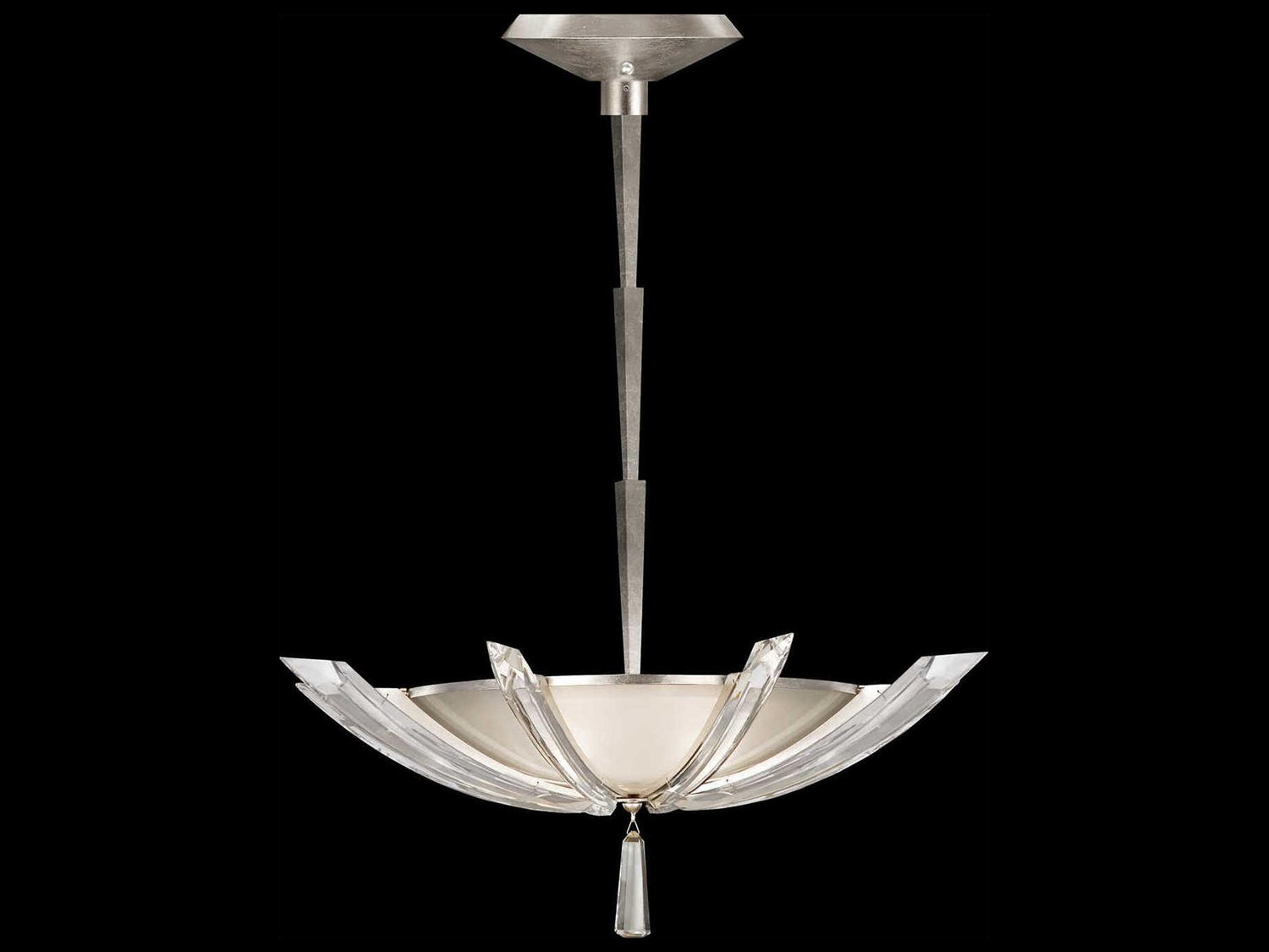 Vol De Cristal 3-Light Silver Crystal Bowl Pendant