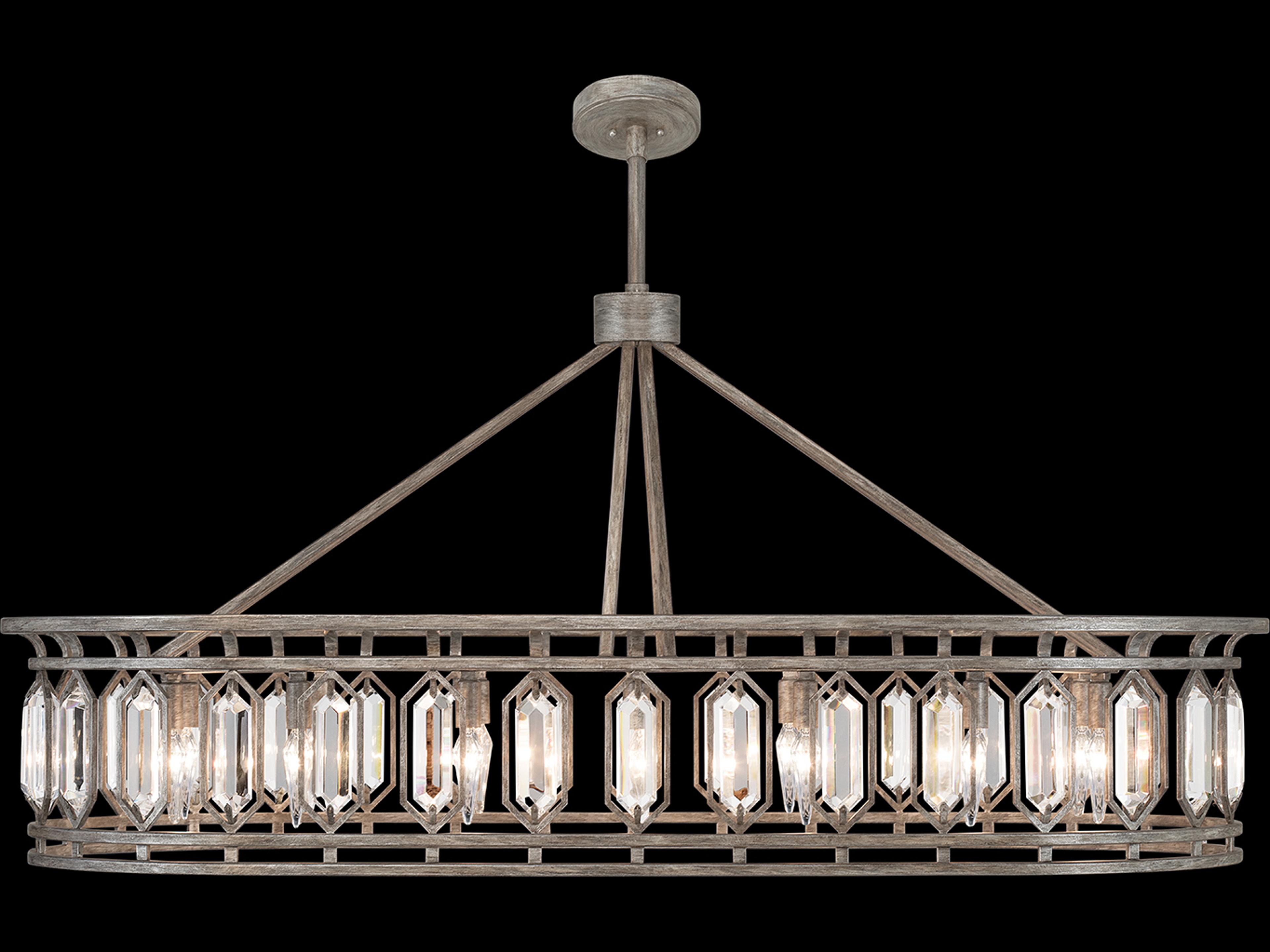 Westminster 14-Light Silver Crystal Drum Island Pendant