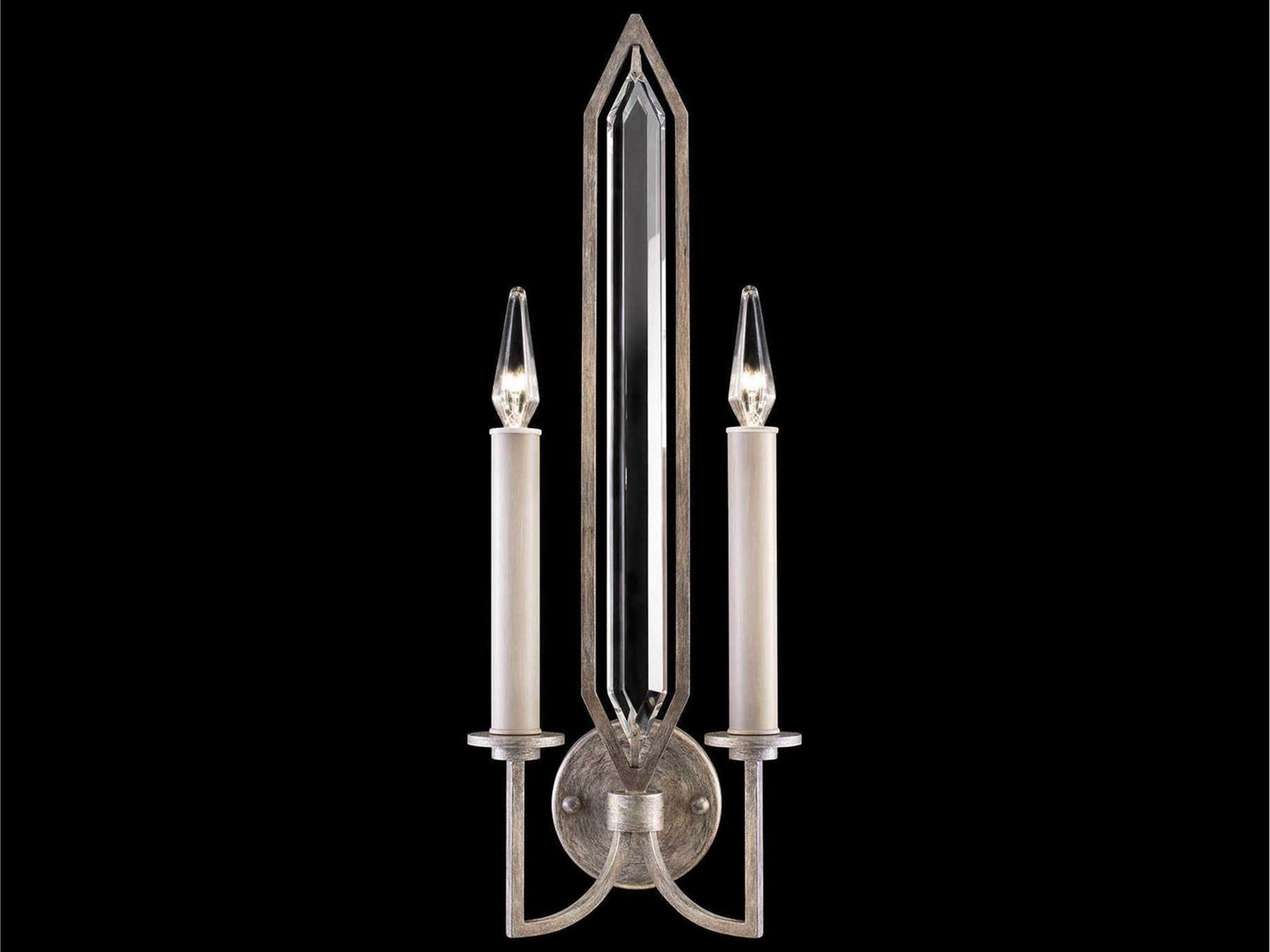 Westminster 2-Light Antique Silver Crystal Wall Sconce