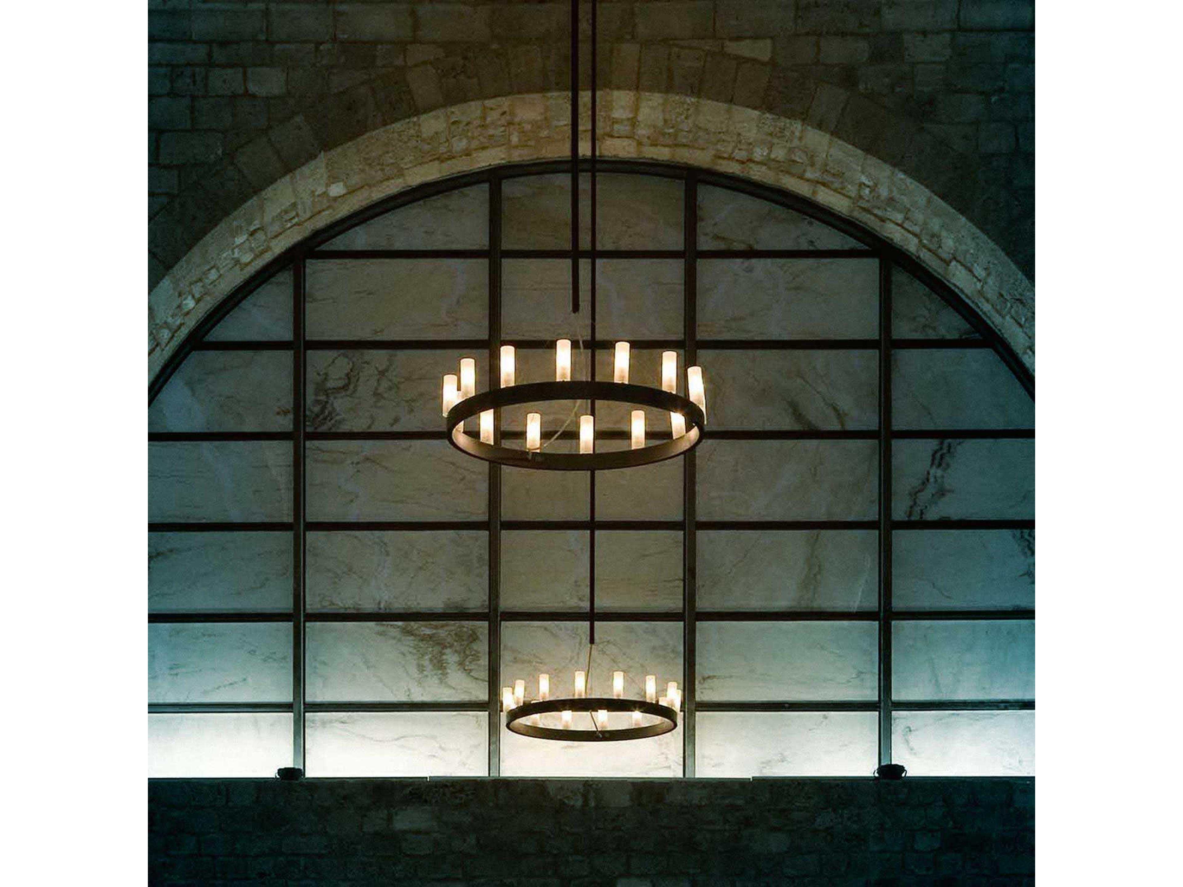 Accent 14-Light Black Glass Candelabra Round Chandelier