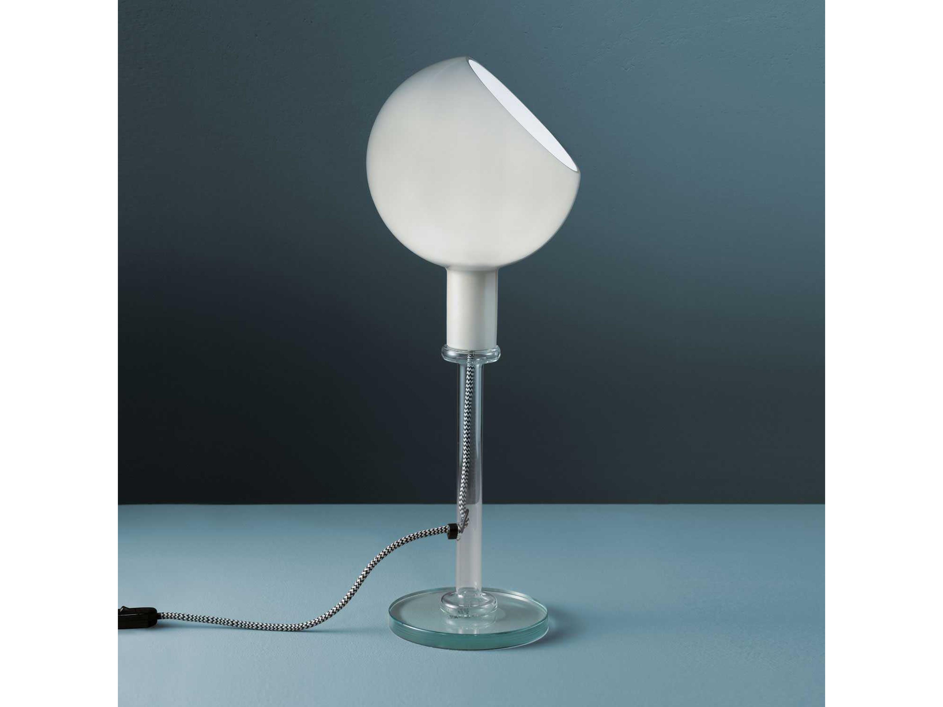 Fontana Arte Parola White Opaline with Transparent Glass With Table Lamp