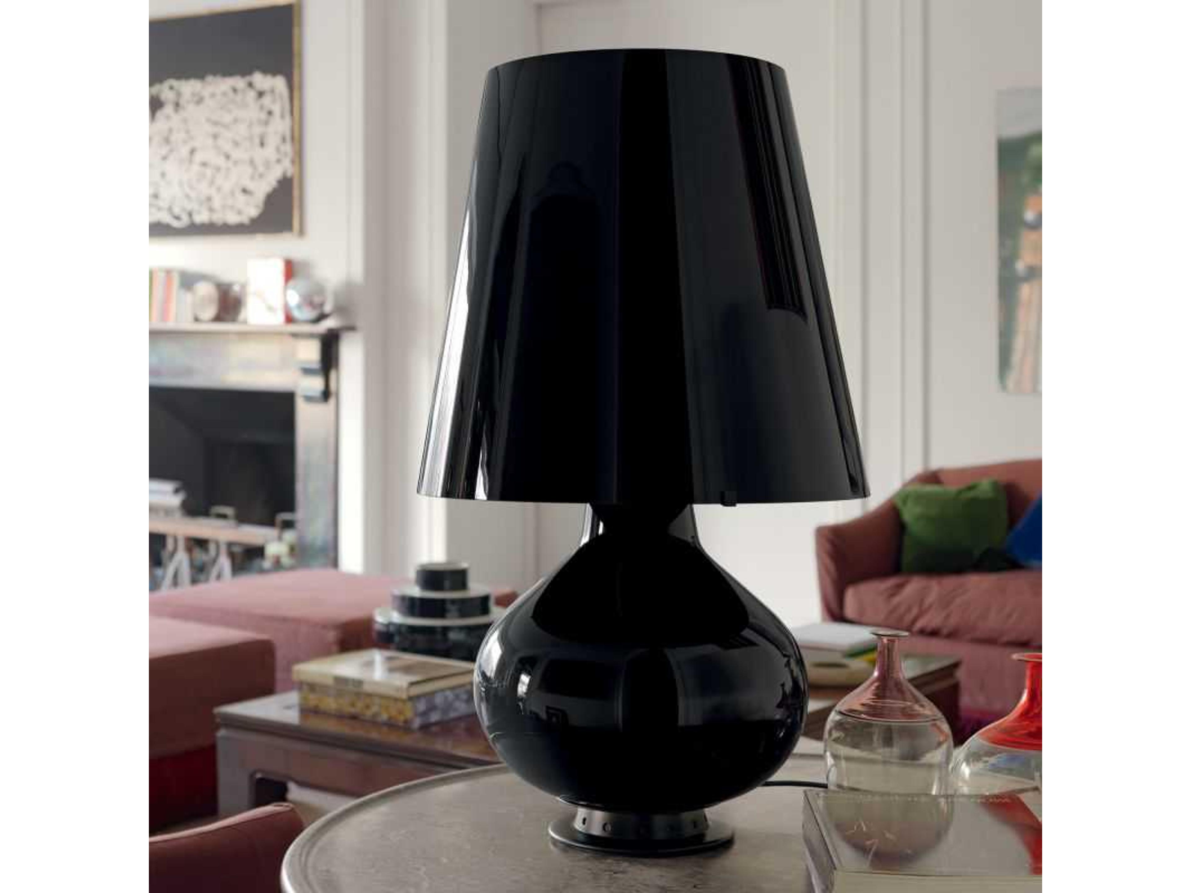 1853 Table Lamp Black Blown Glass