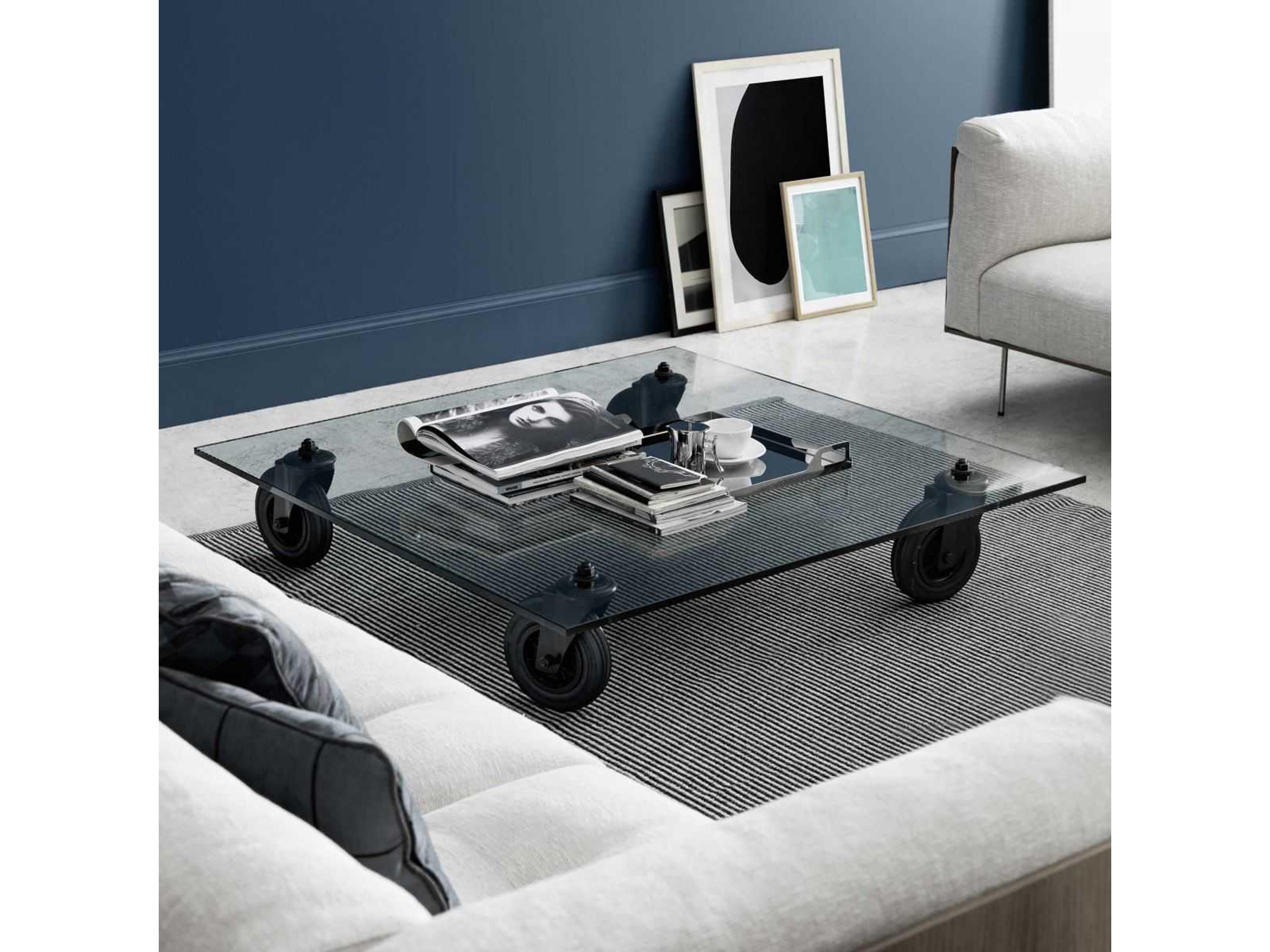 Fontana Arte Tavolo Con Route Rectangular With Glass Coffee Table