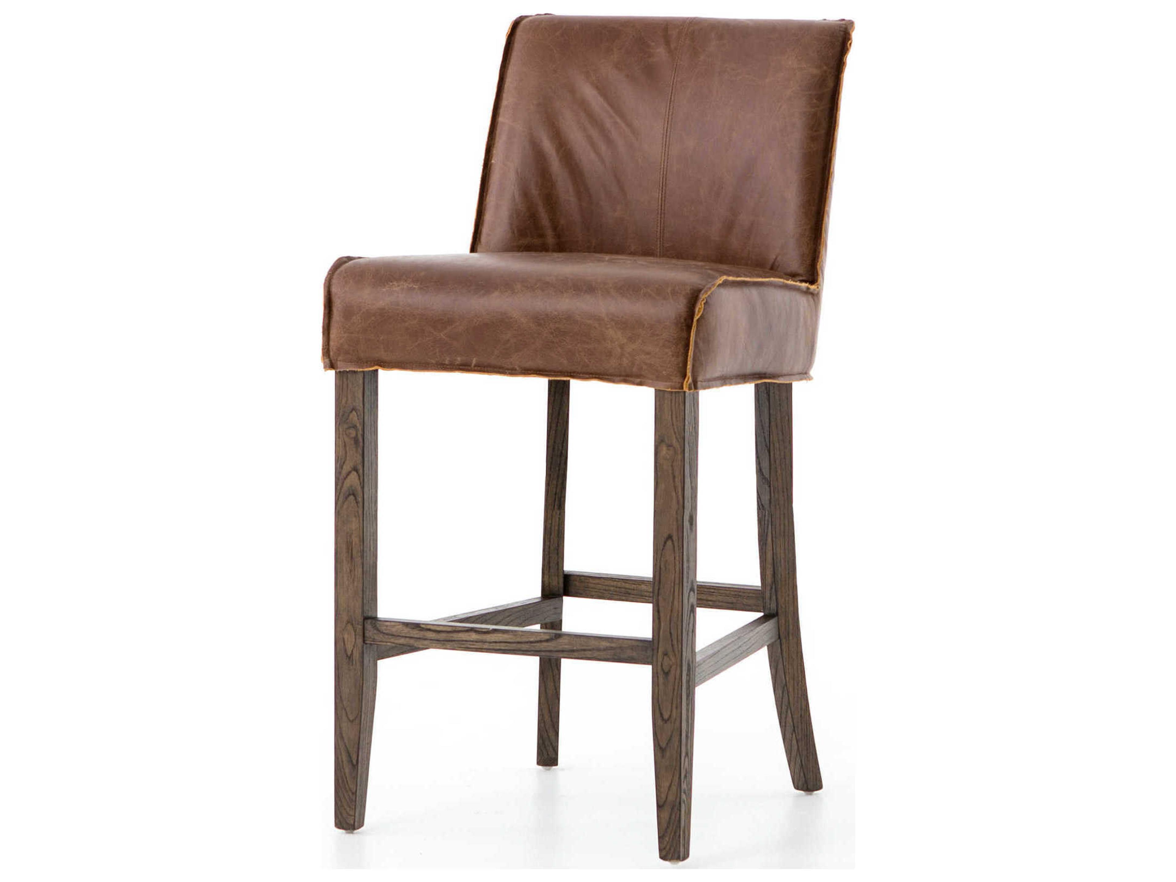 Luxecor Globetrotter Aria Leather Solid Wood Sienna Chestnut Warm Cedar Counter Stool