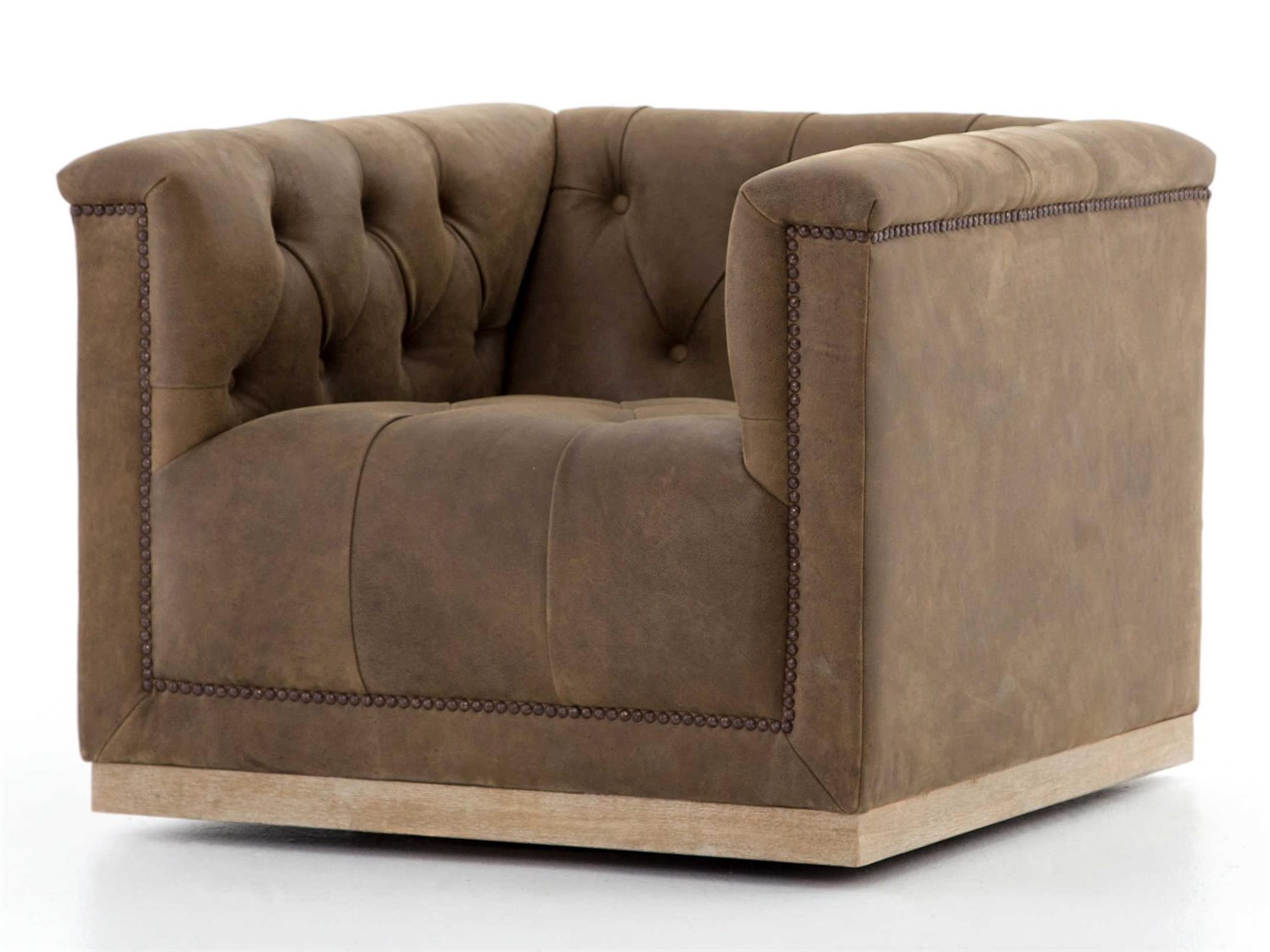 Luxecor Globetrotter Maxx Swivel Brown Leather Accent Chair