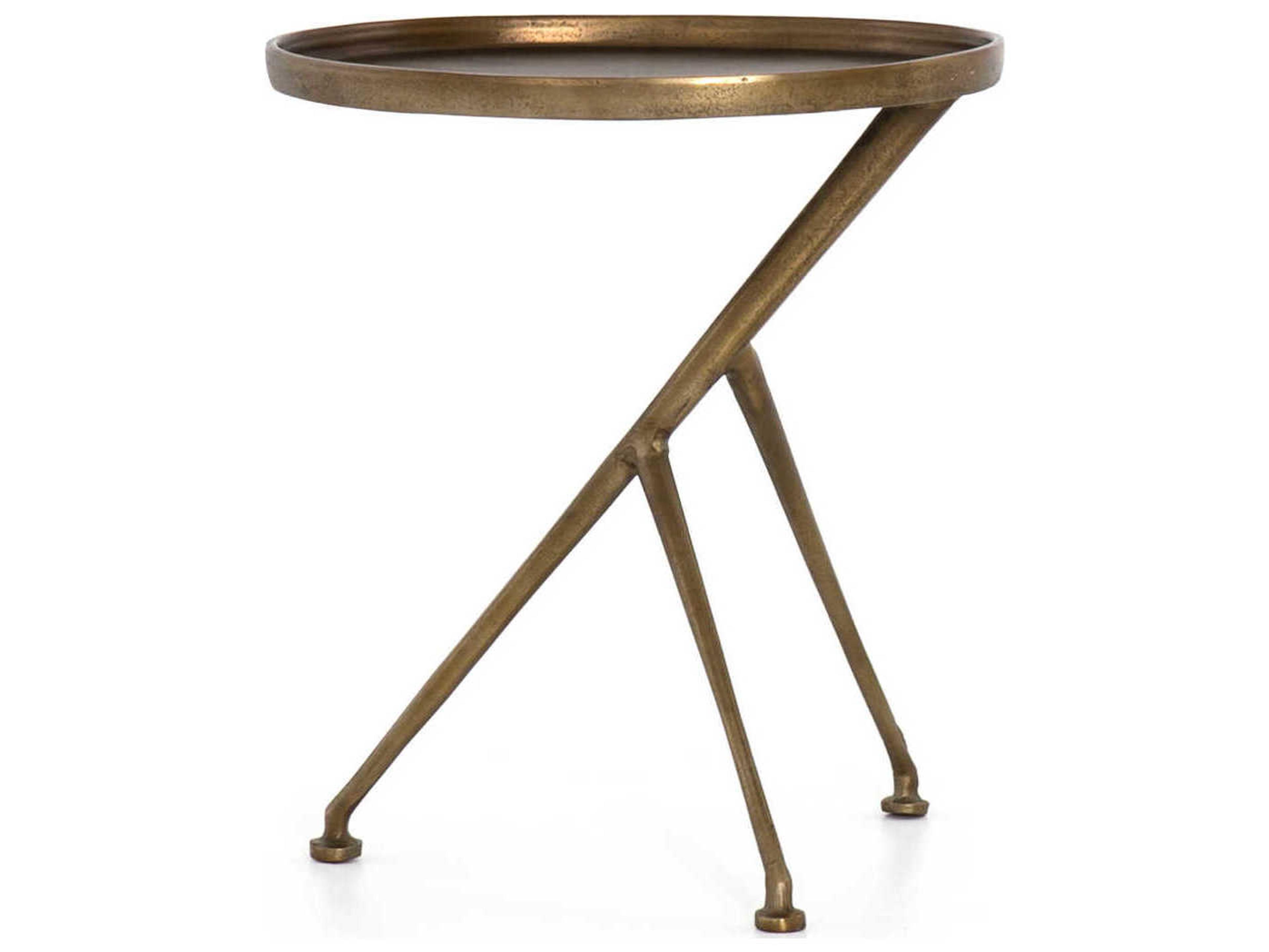Globetrotter Schmidt Oval Metal Raw Antique Brass End Table
