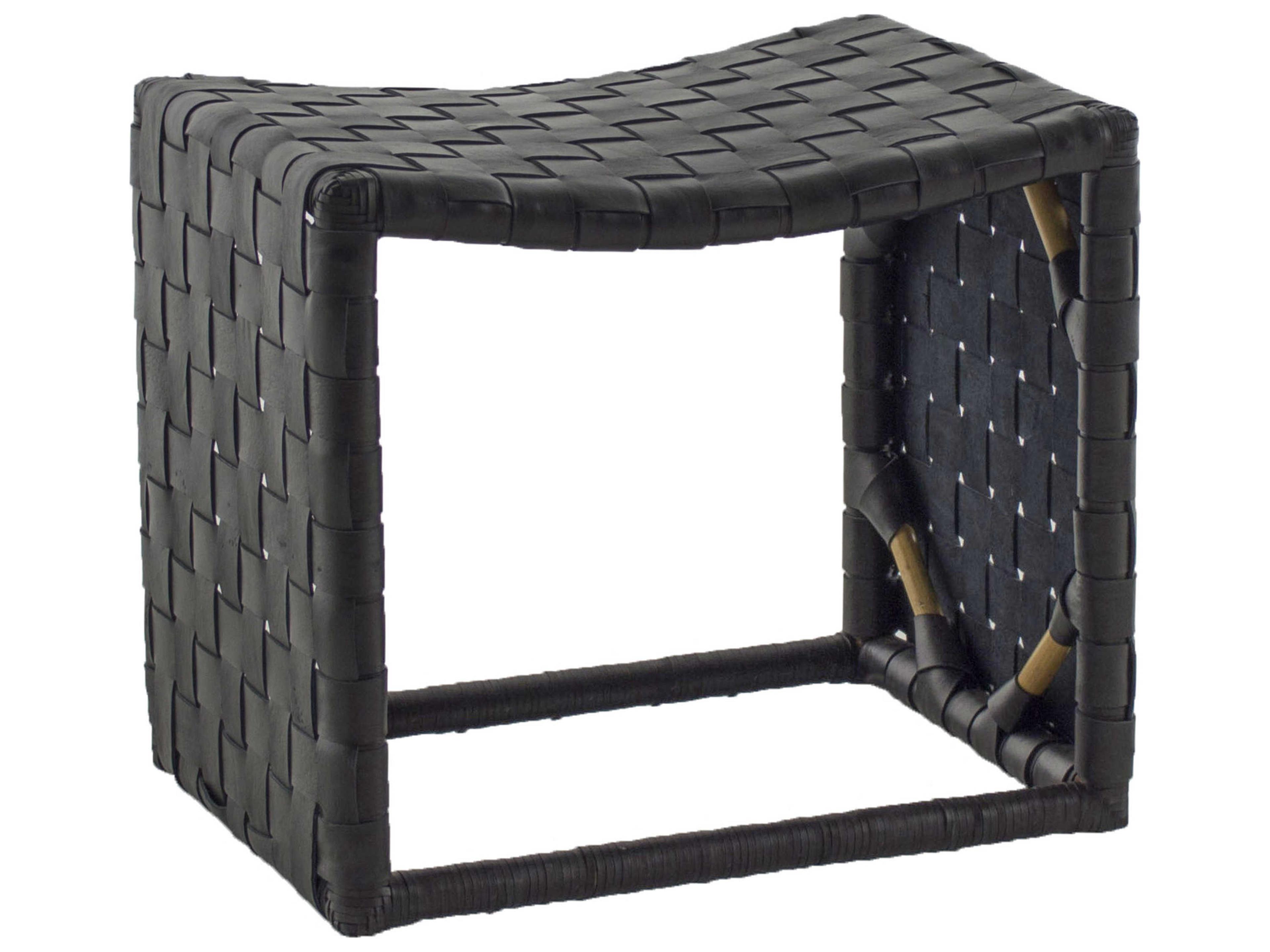 Gabby Dover Black Leather Accent Stool