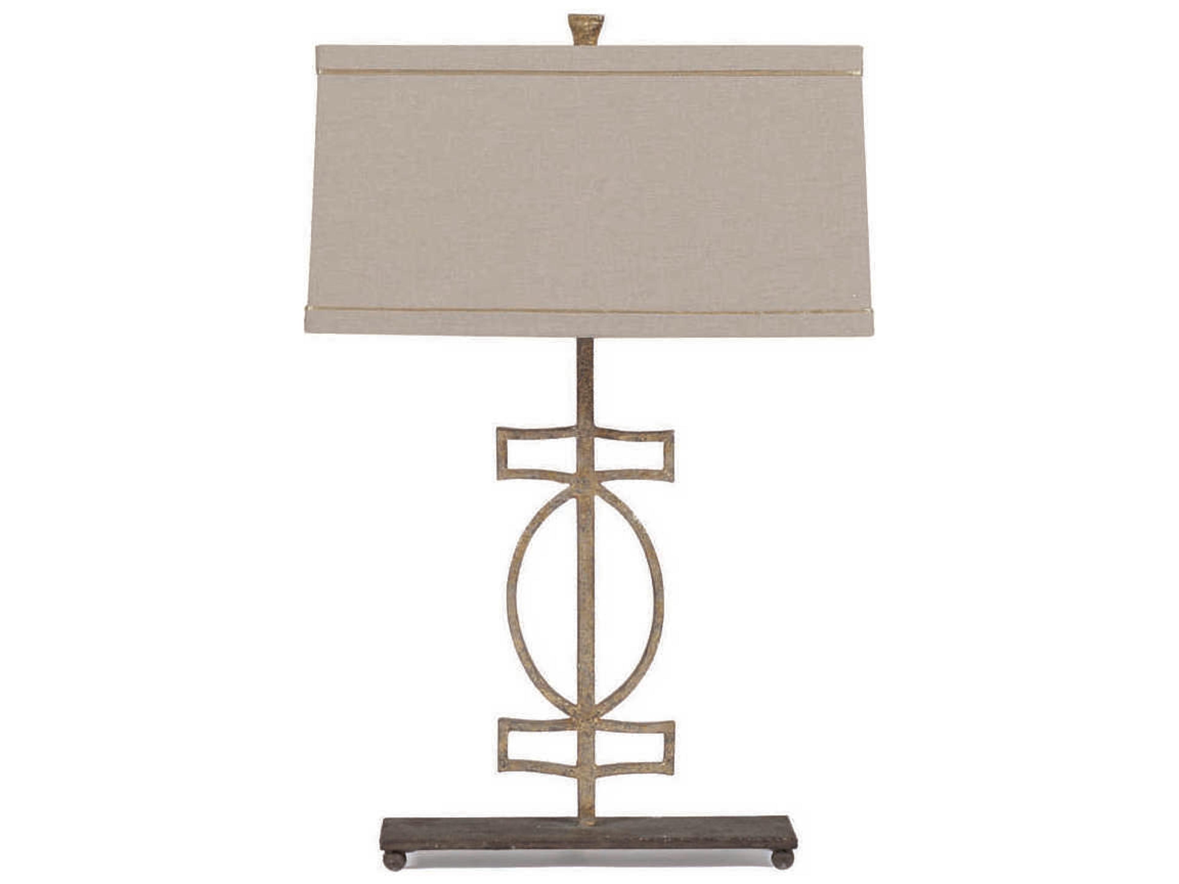 Annette Antique Gold with Rusty Black With Beige Linen Buffet Lamp