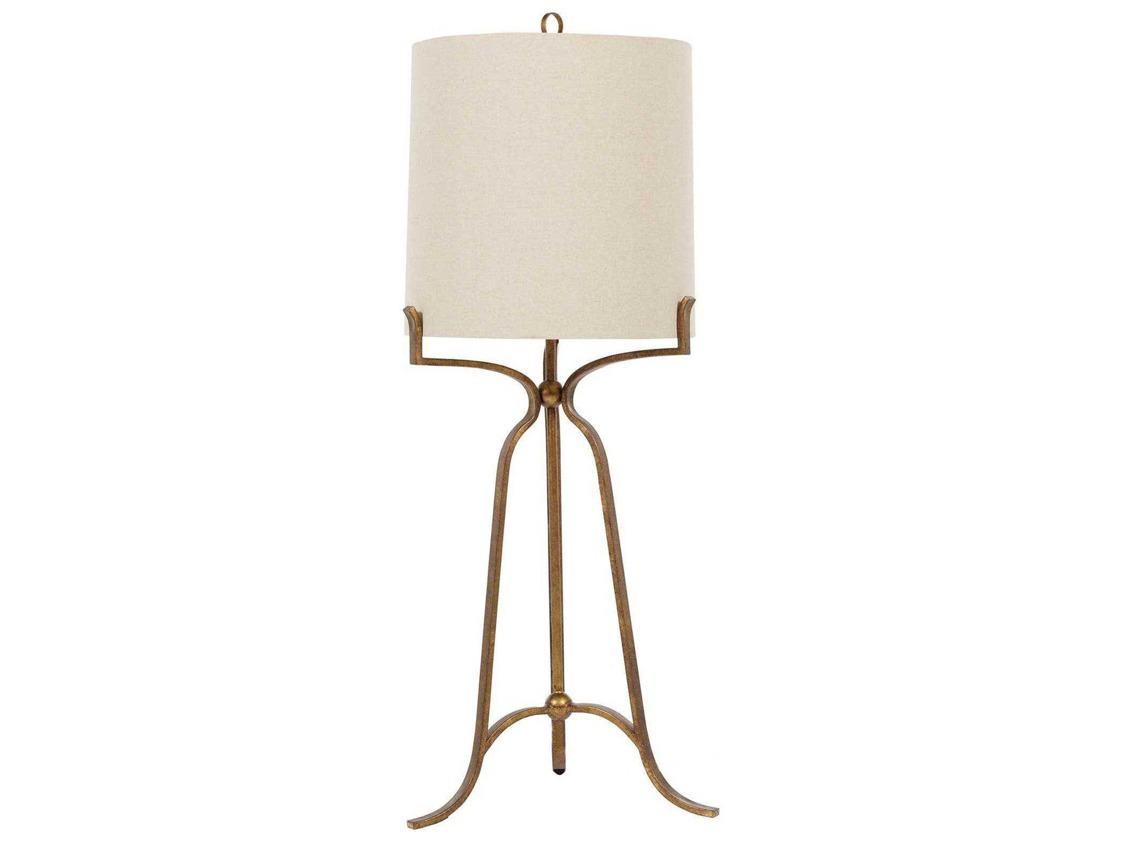 Evie Ashwell Gold Table Lamp with Natural Linen Shade