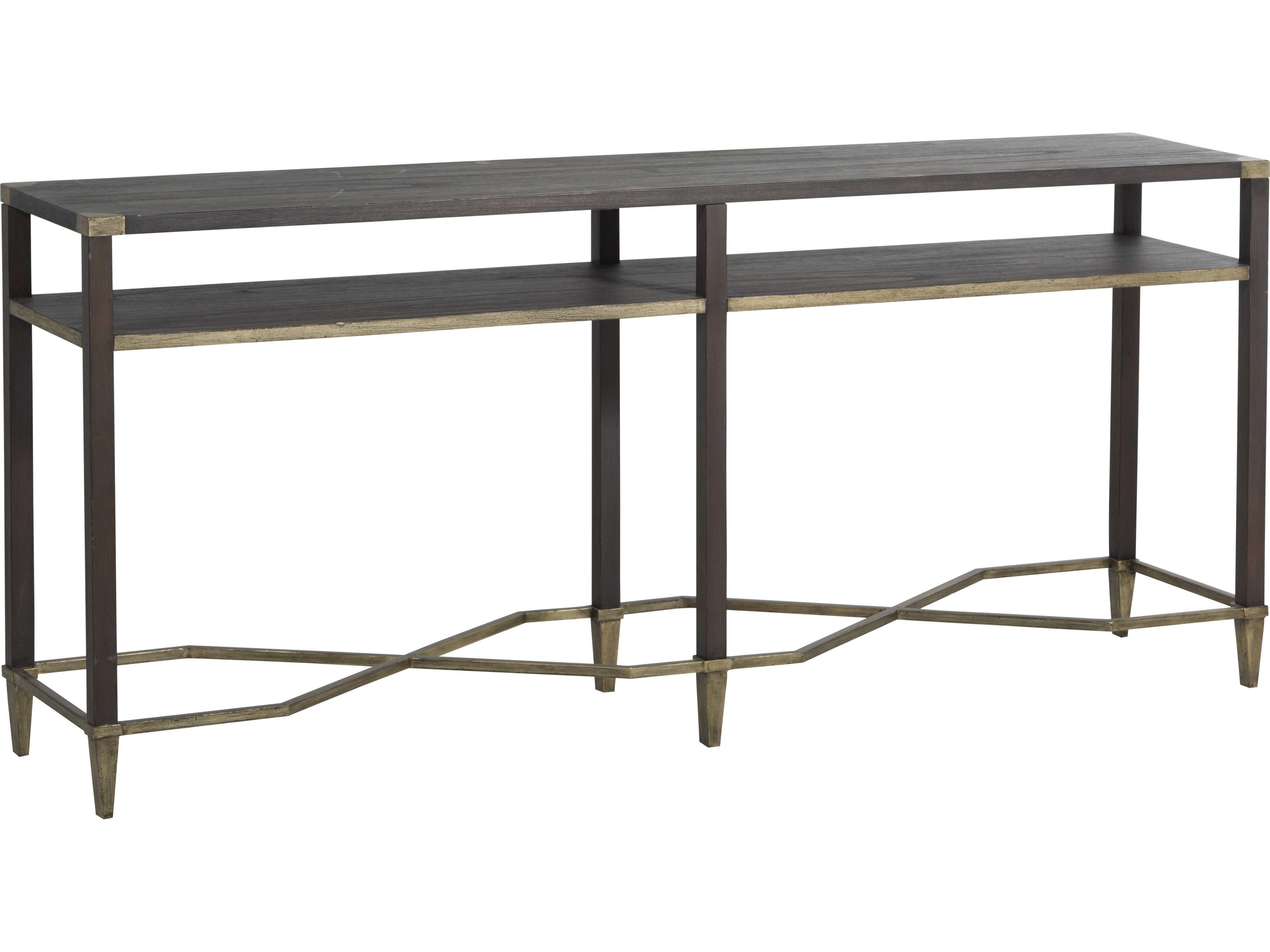 Gabby Sue Rectangular Wood Natural Black Antique Champagne Console Table