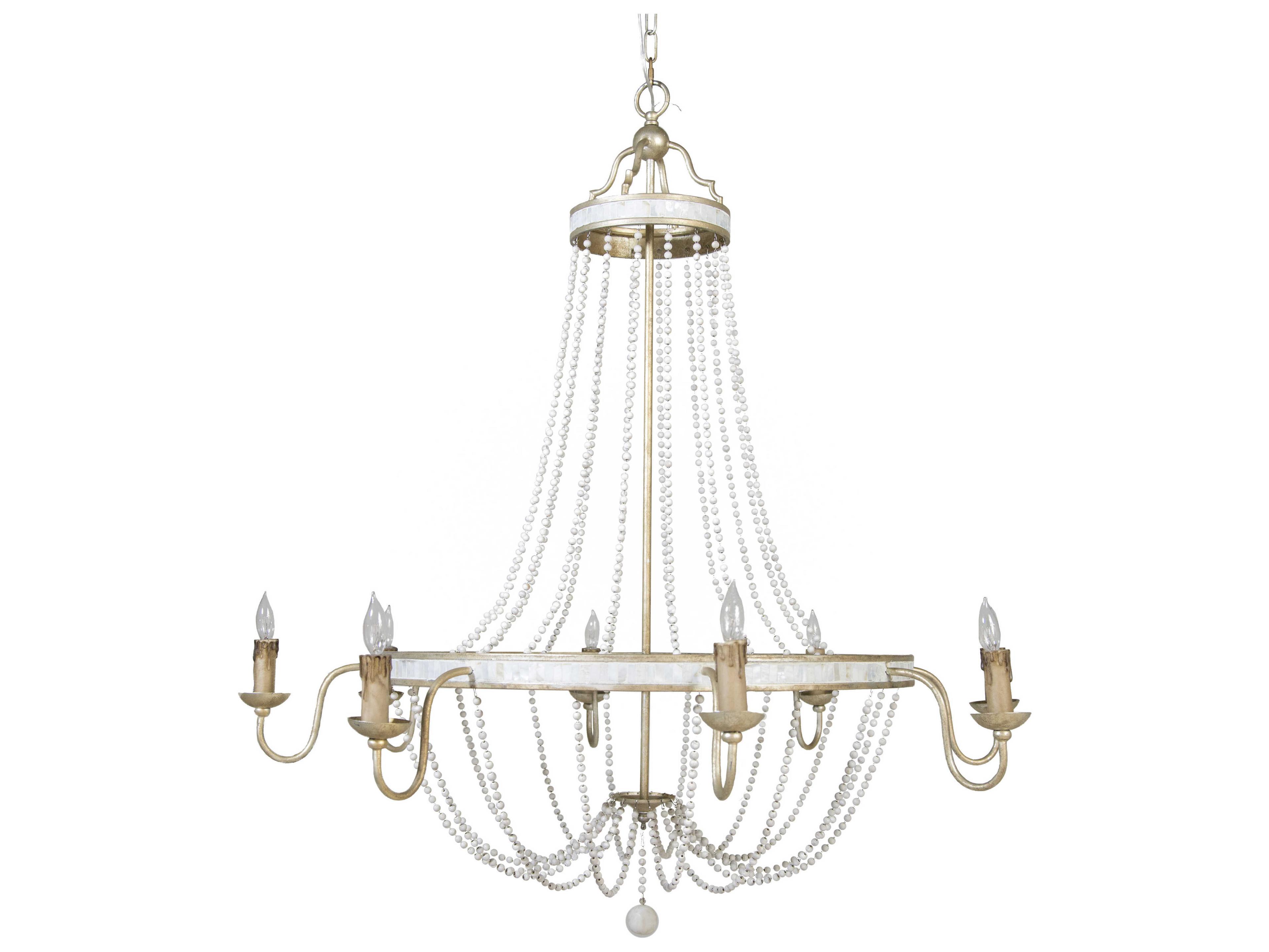 Corinna 8-Light Empire Chandelier in Champagne Silver with Mother of Pearl