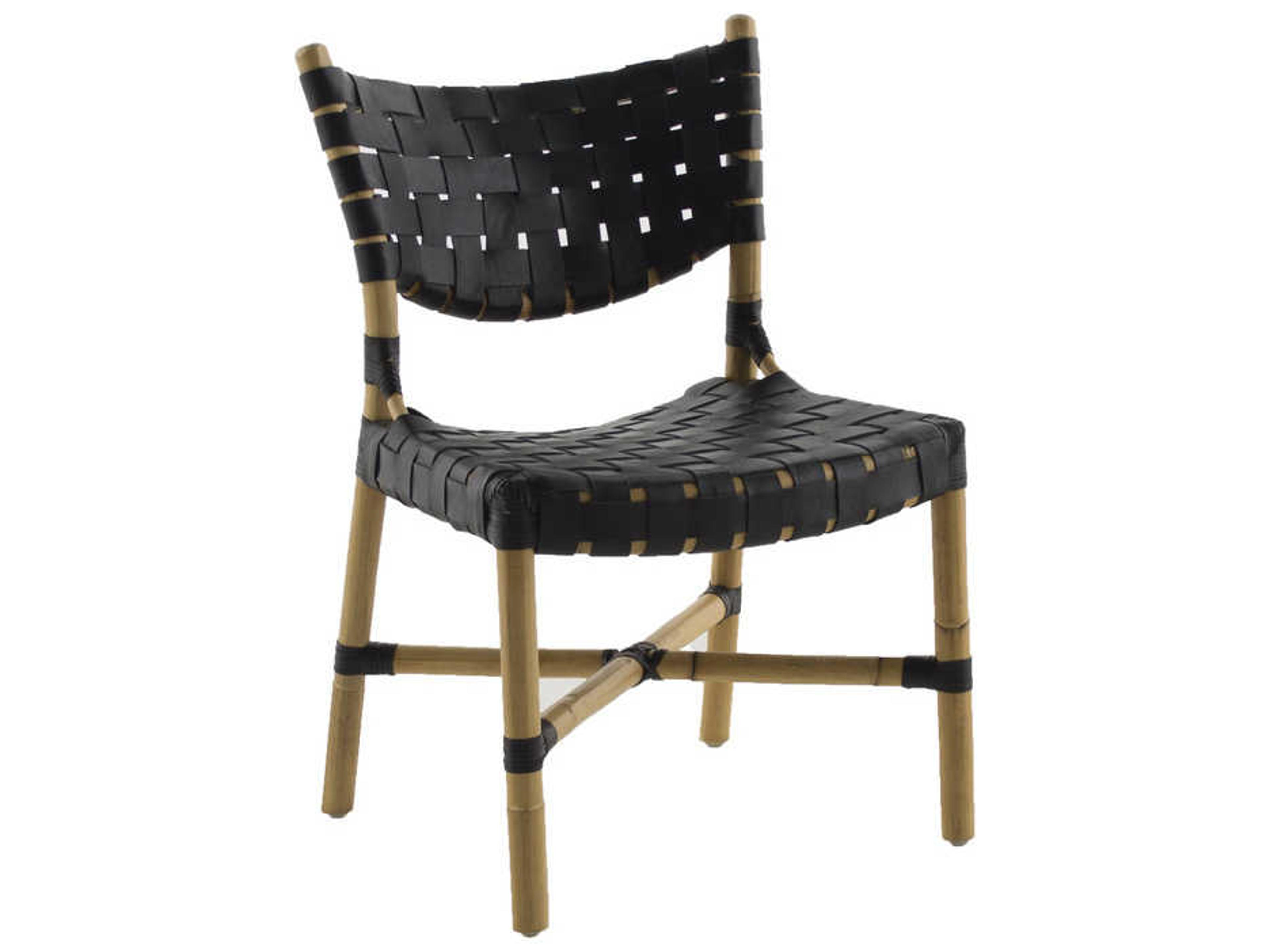 Morrison Leather Rattan Black Upholstered Side Dining Chair