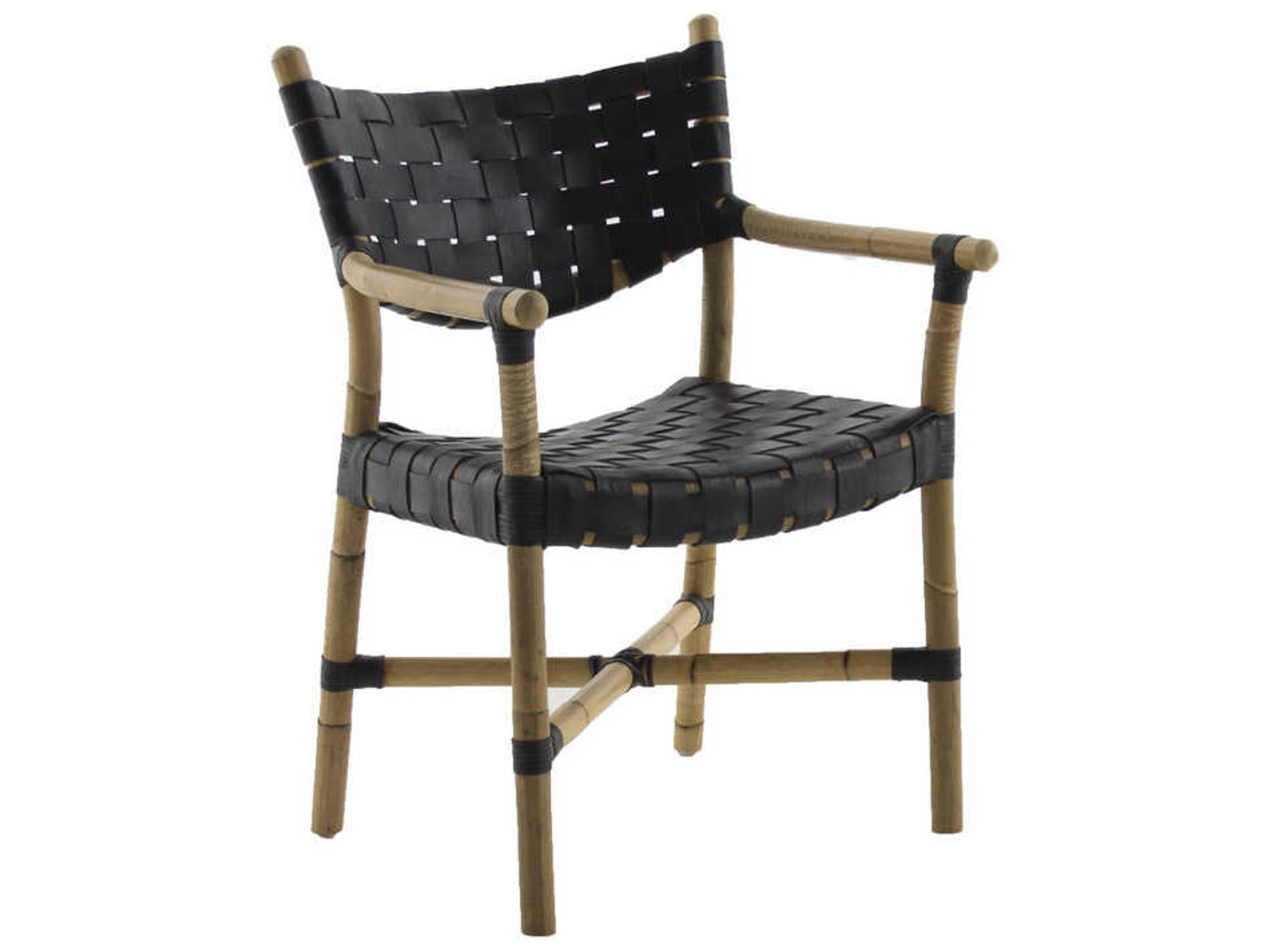Gabby Morrison Leather Rattan Black Upholstered Arm Dining Chair