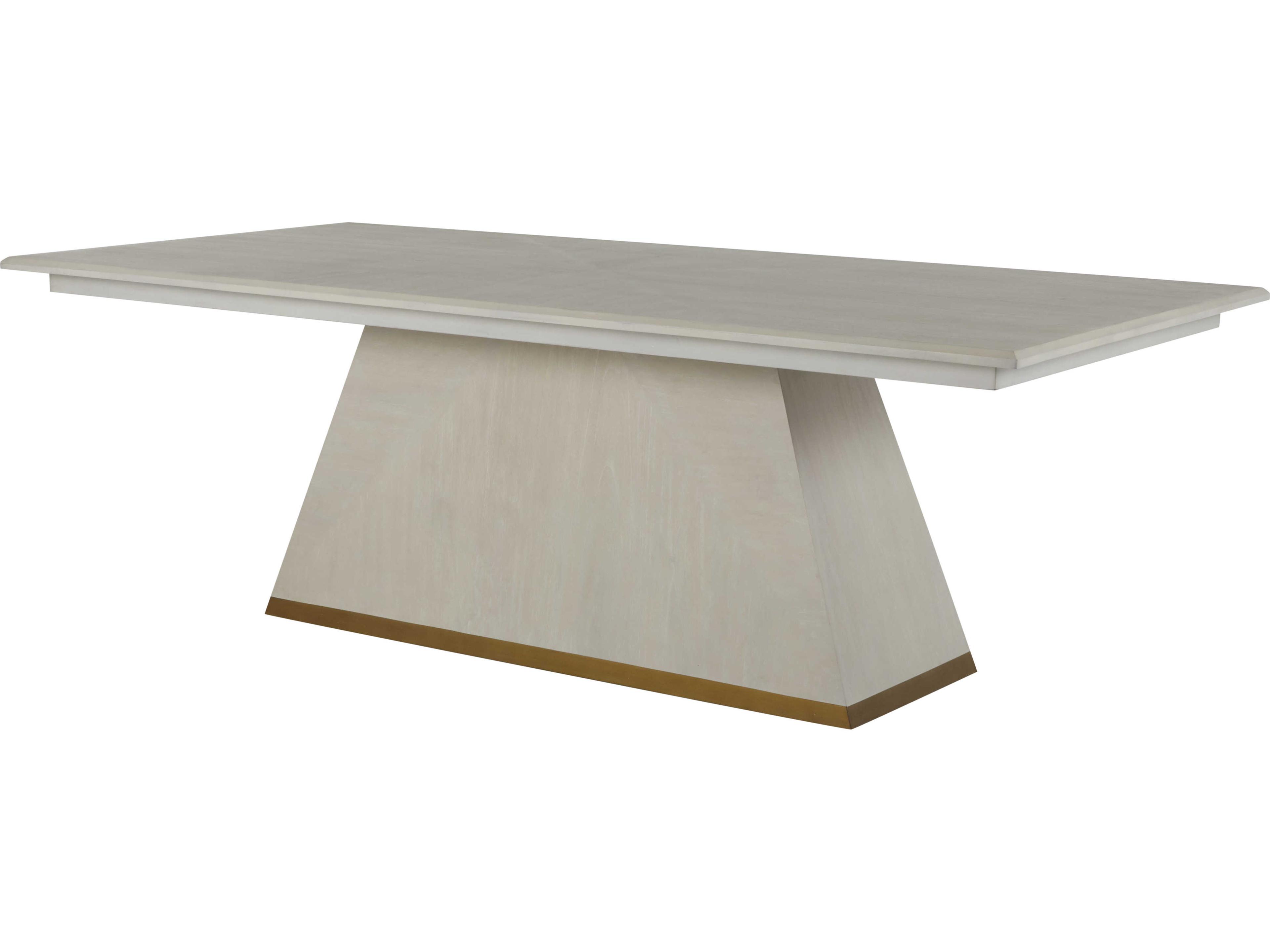 Ferris Rectangular Wood Cerused White Gold Dining Table