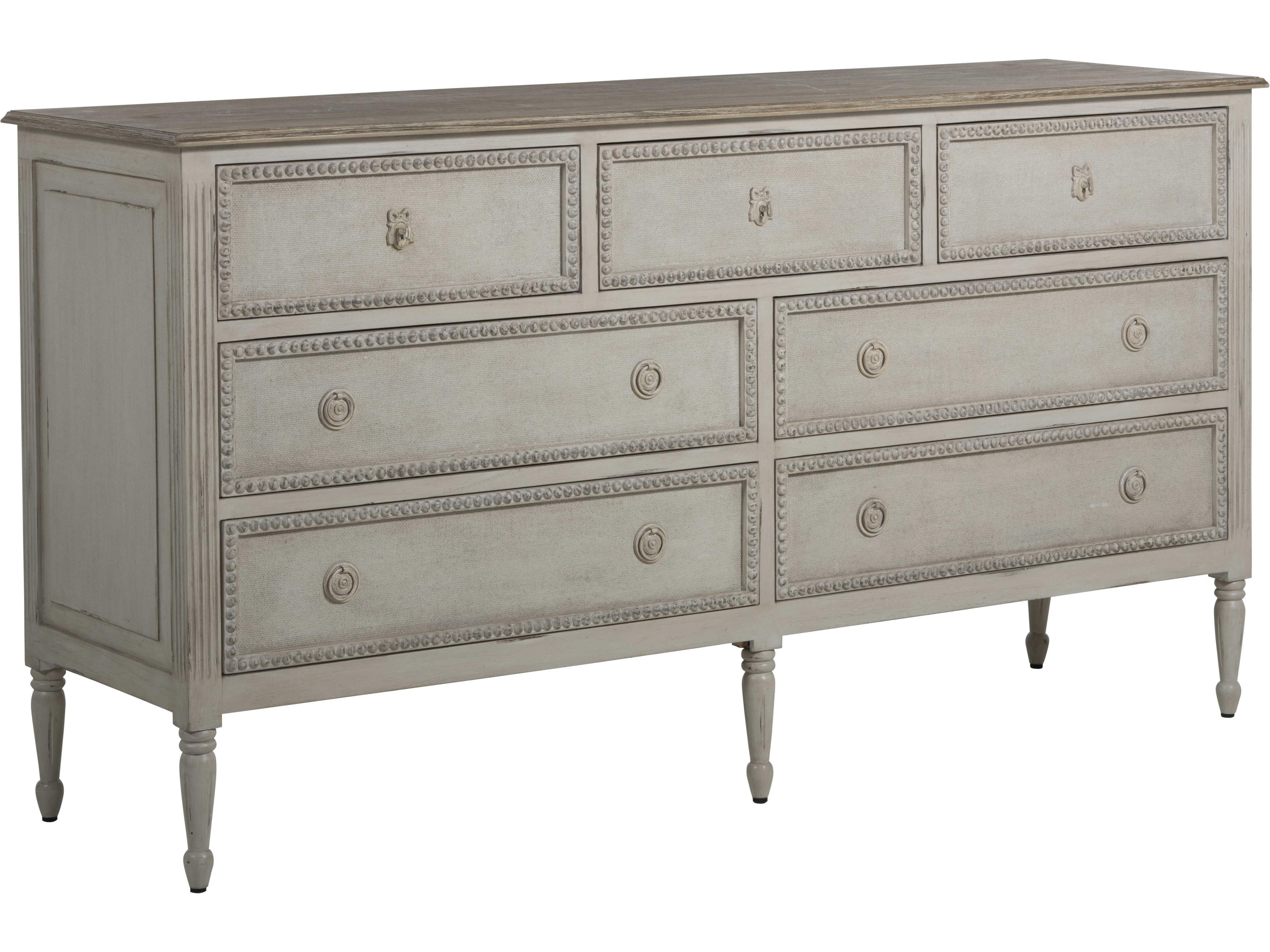 Caroline 7-Drawer Dresser in Classic Antique White and Feather Gray
