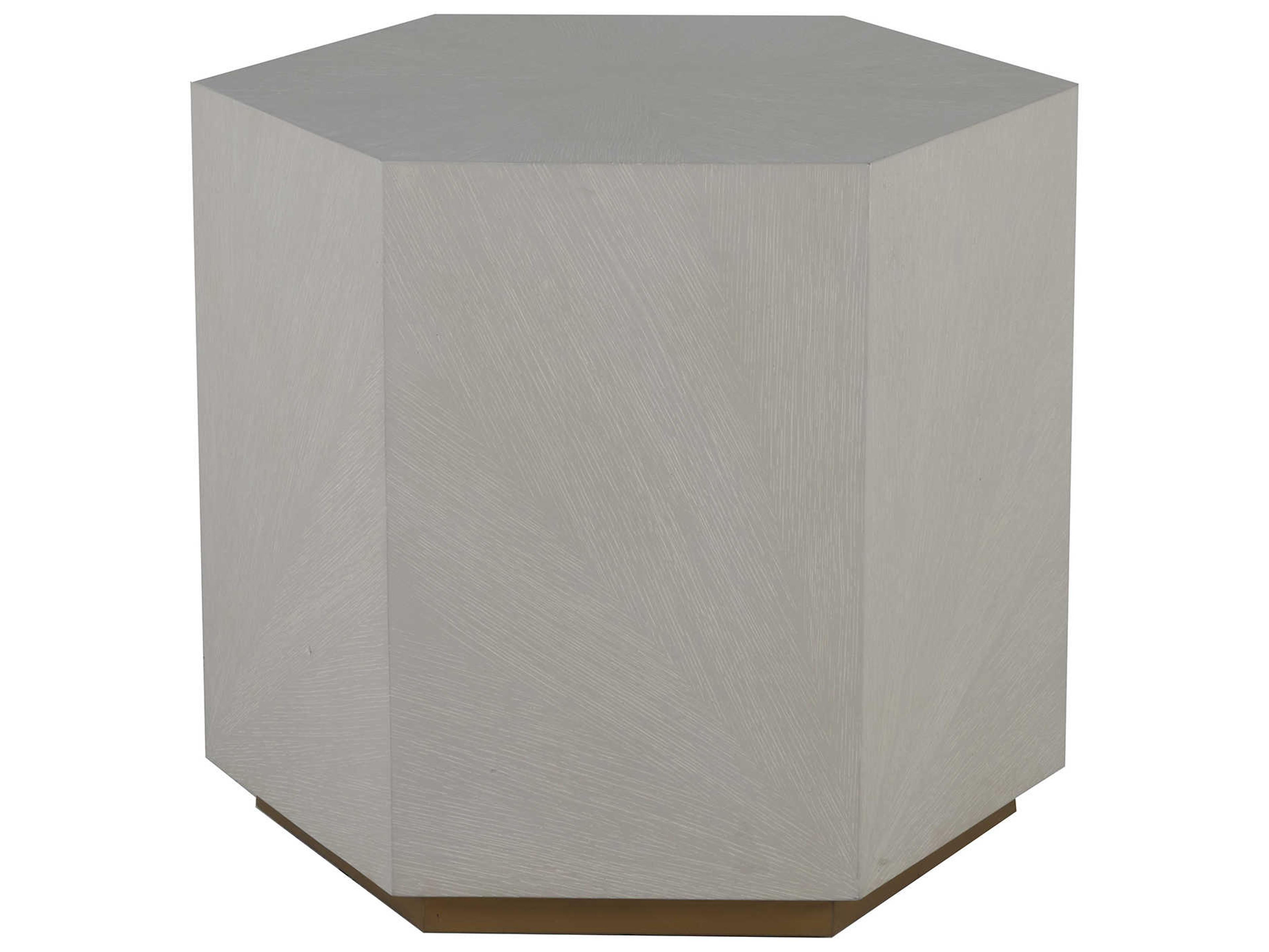 Gabby Winslet Hexagon Wood Cerused White Stain Gold End Table