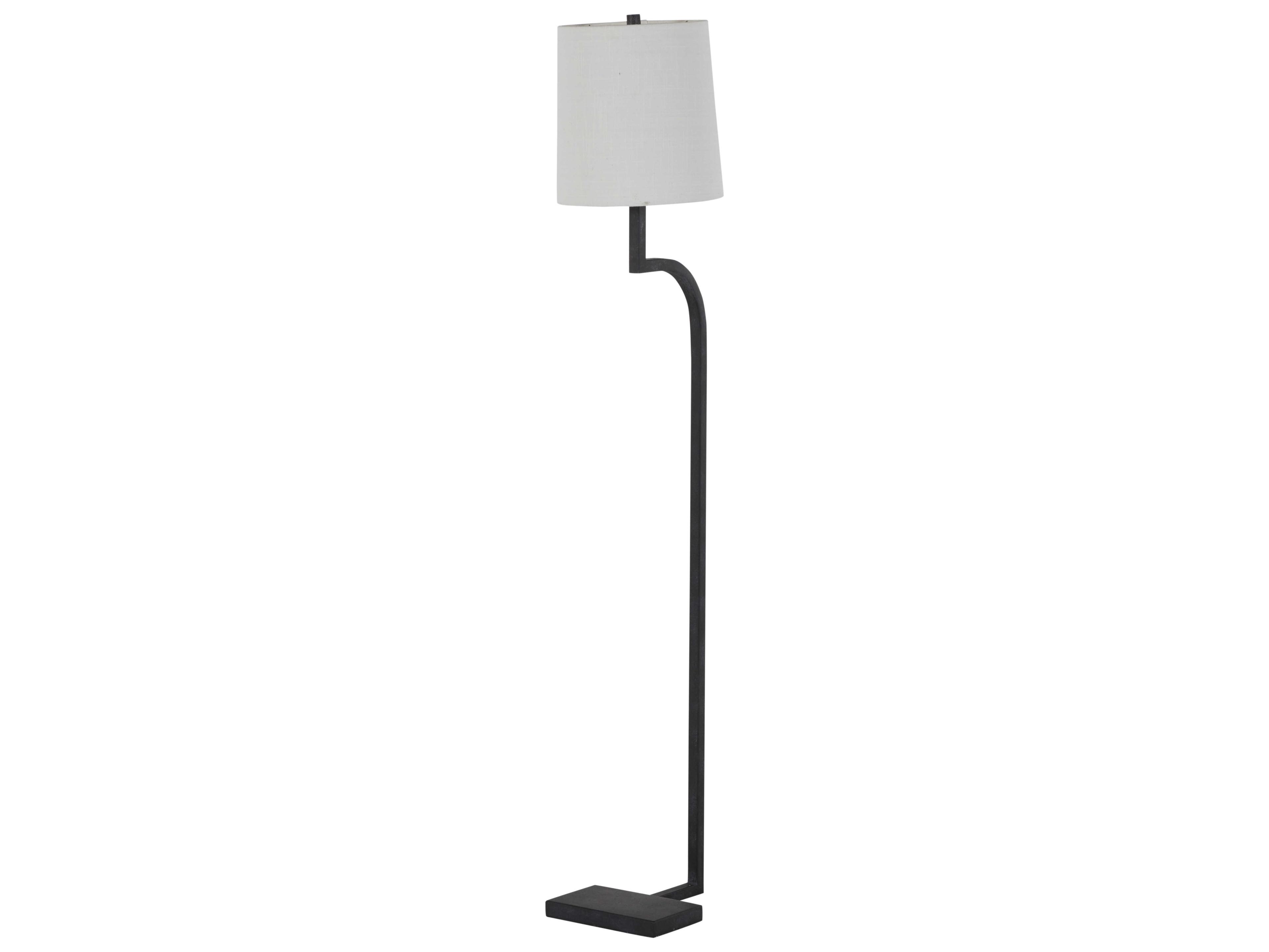 Howard 1-Light Floor Lamp in Rusty Black with White Linen Shade