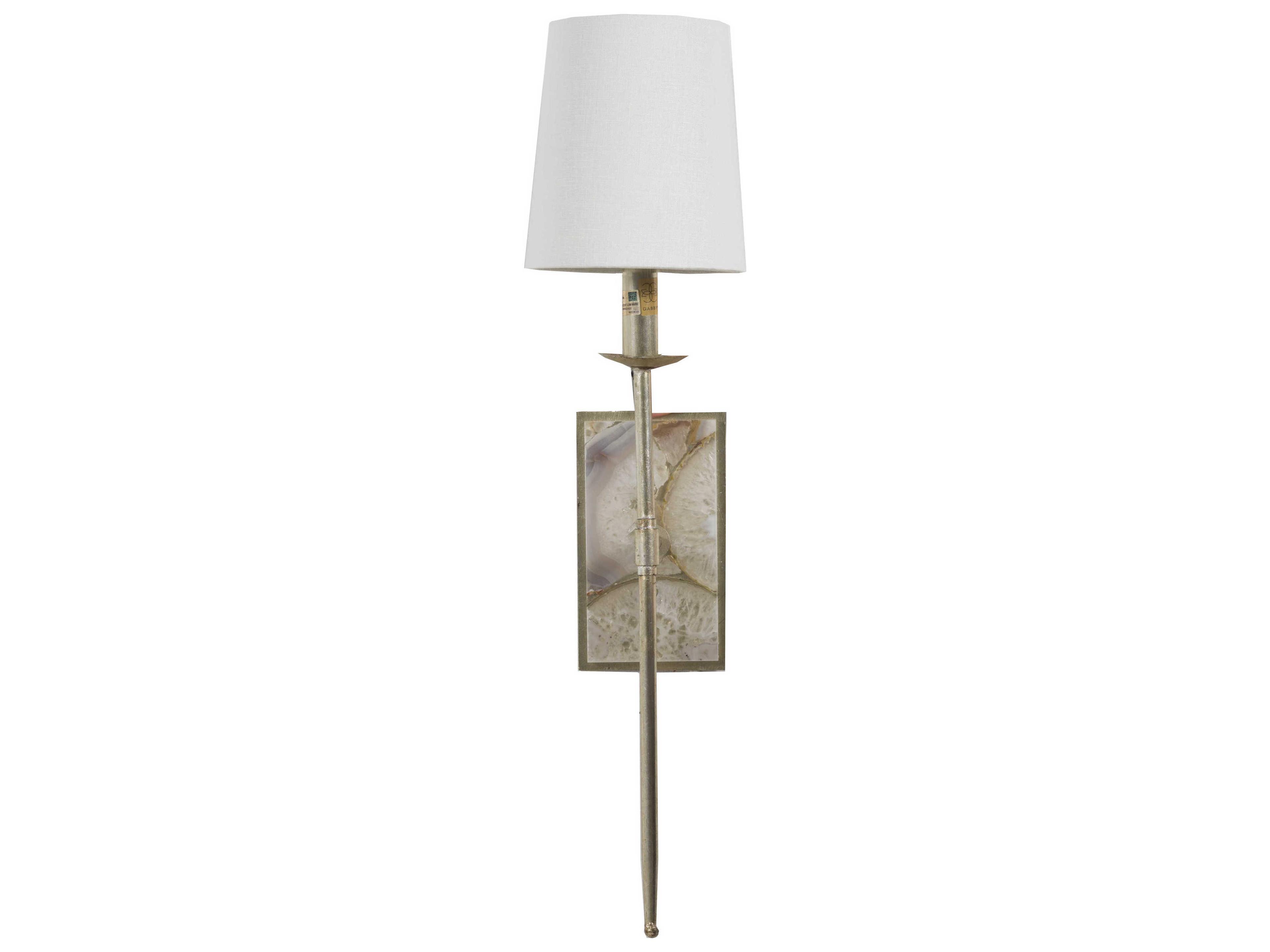 Garnet 1-Light Wall Sconce in Champagne Silver with Agate and Linen Shade
