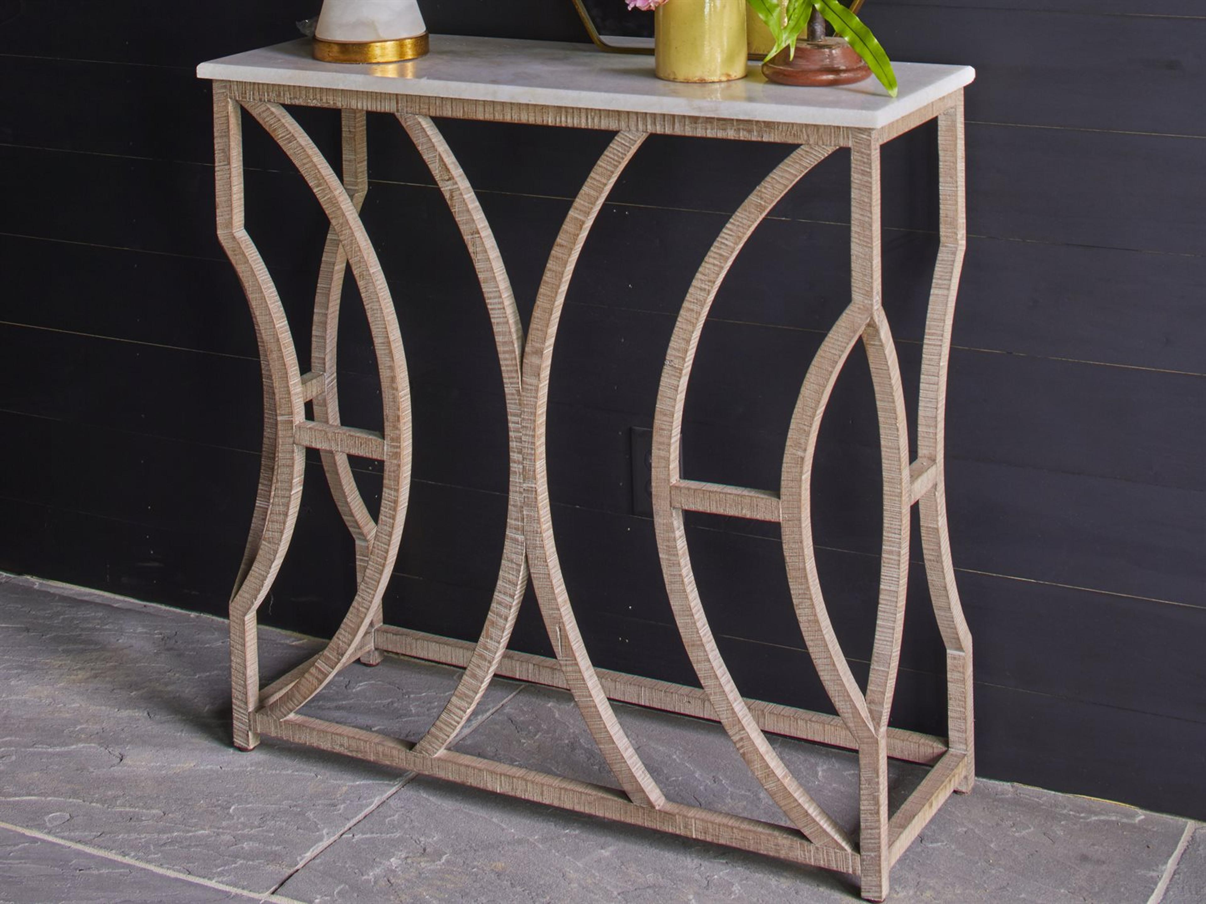 Gabby Helen Rectangular Cloud White Marble & Charcoal Oak Console Table