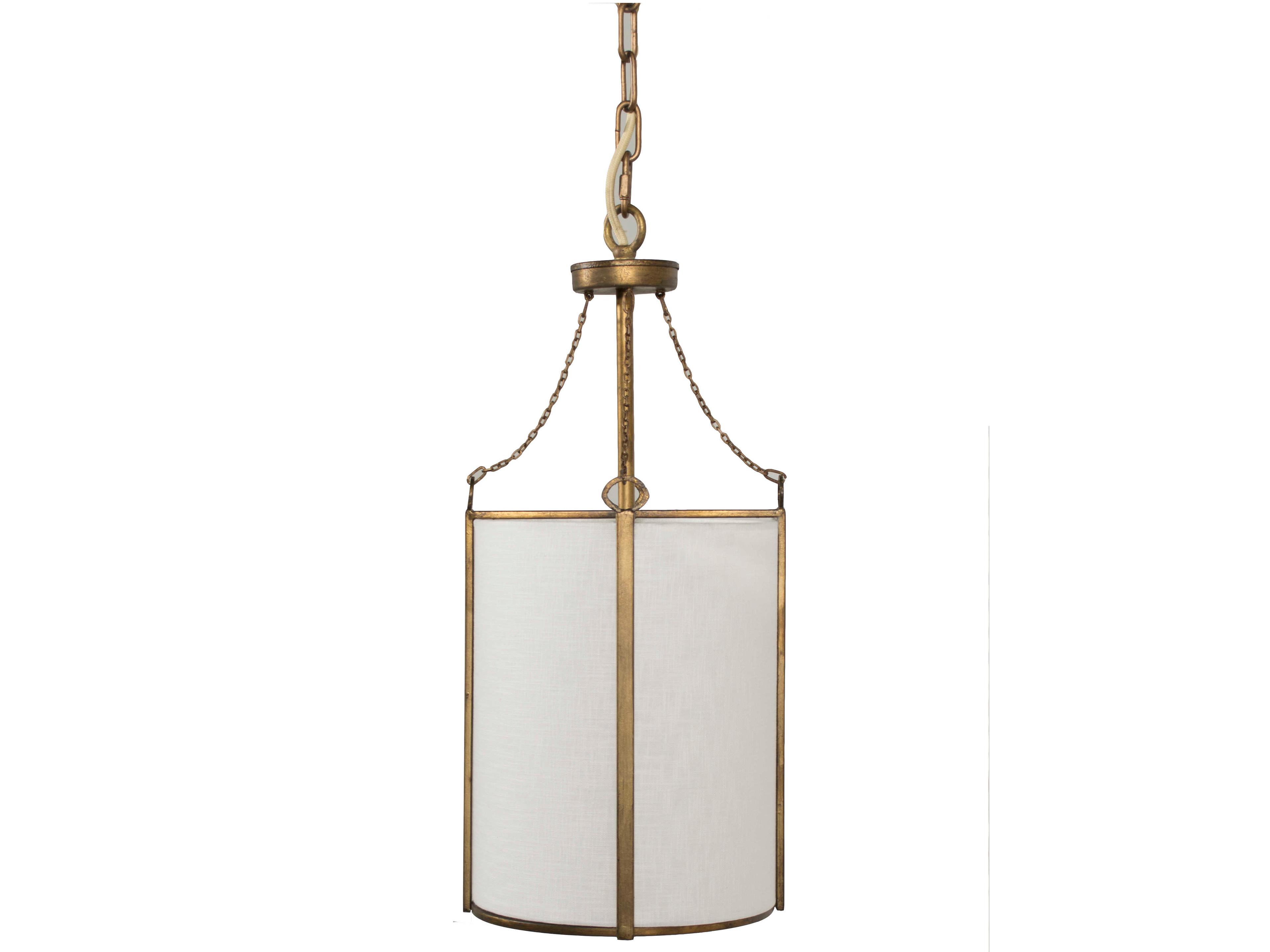 Gabby Ida 1-Light Antique Gold White Cylinder Mini Pendant