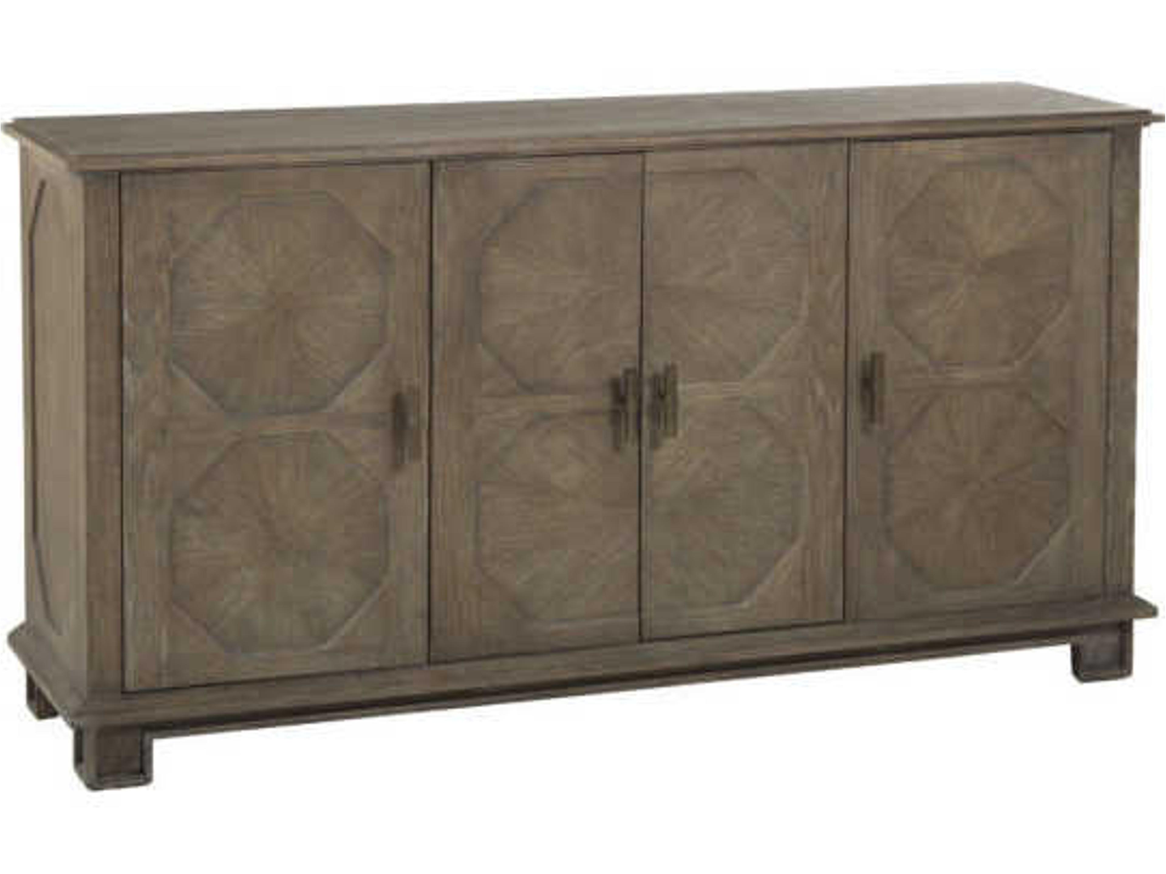 Gabby Rhodes 65" Oak Wood Charcoal Antique Brass Media Console