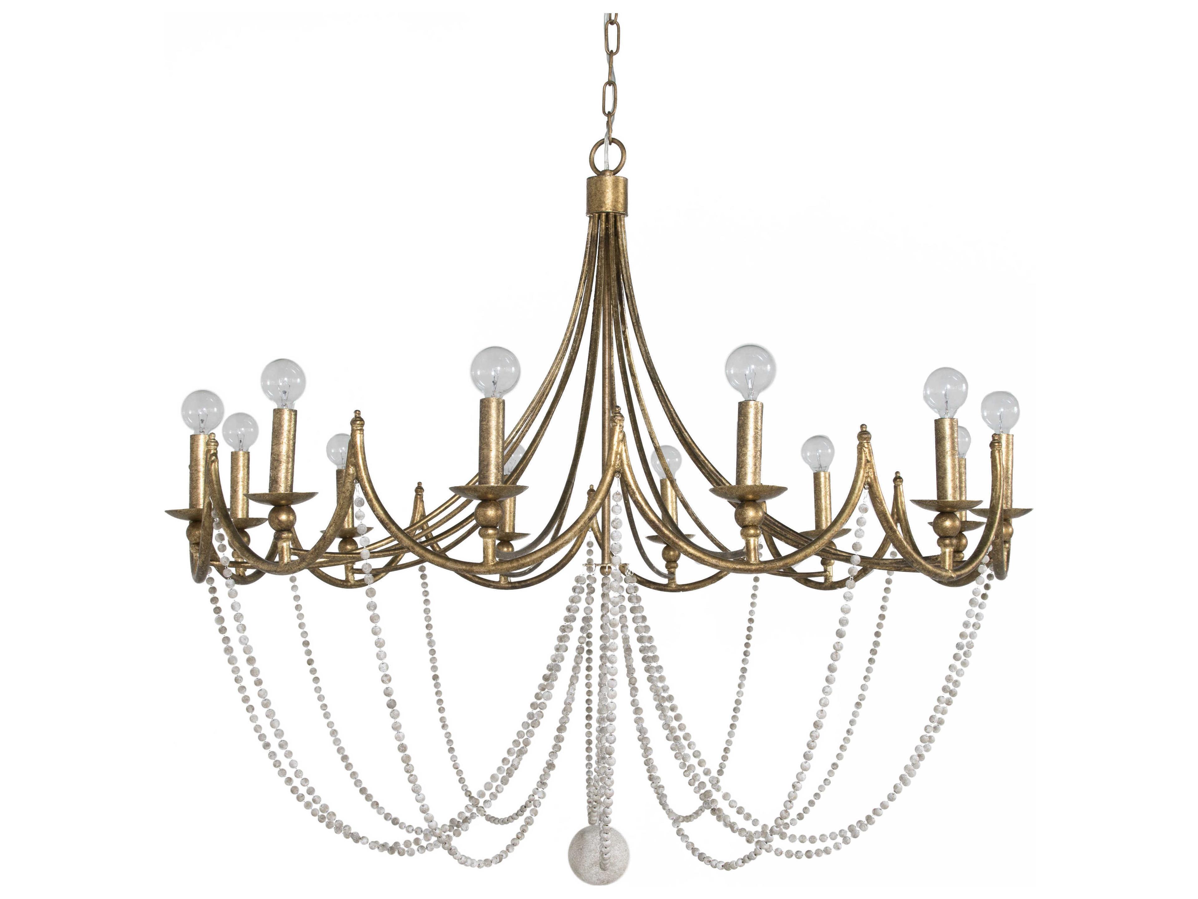 12-Light Sandra Chandelier in Antique Gold and Antique White