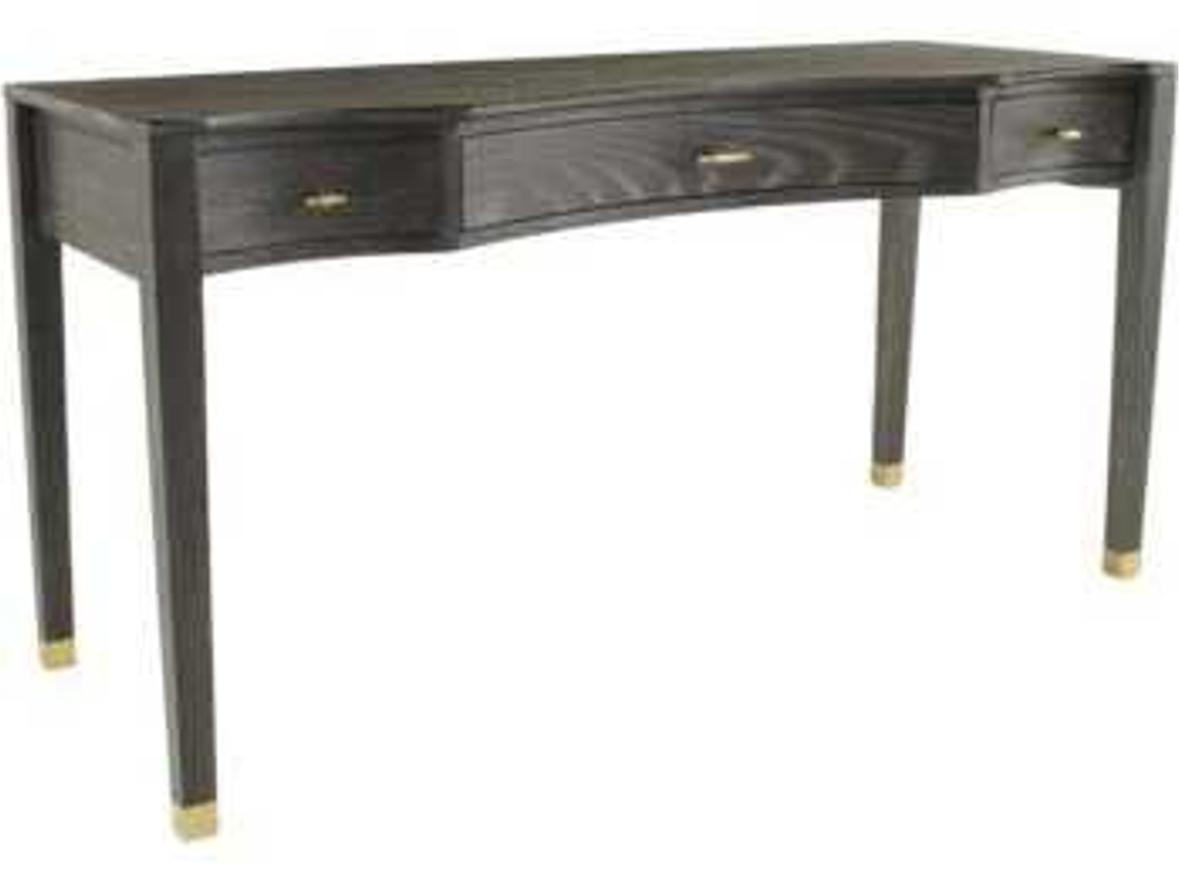 Gabby Nathan Dark Gray Cerused Oak Stainless Gold Wood Secretary Desk