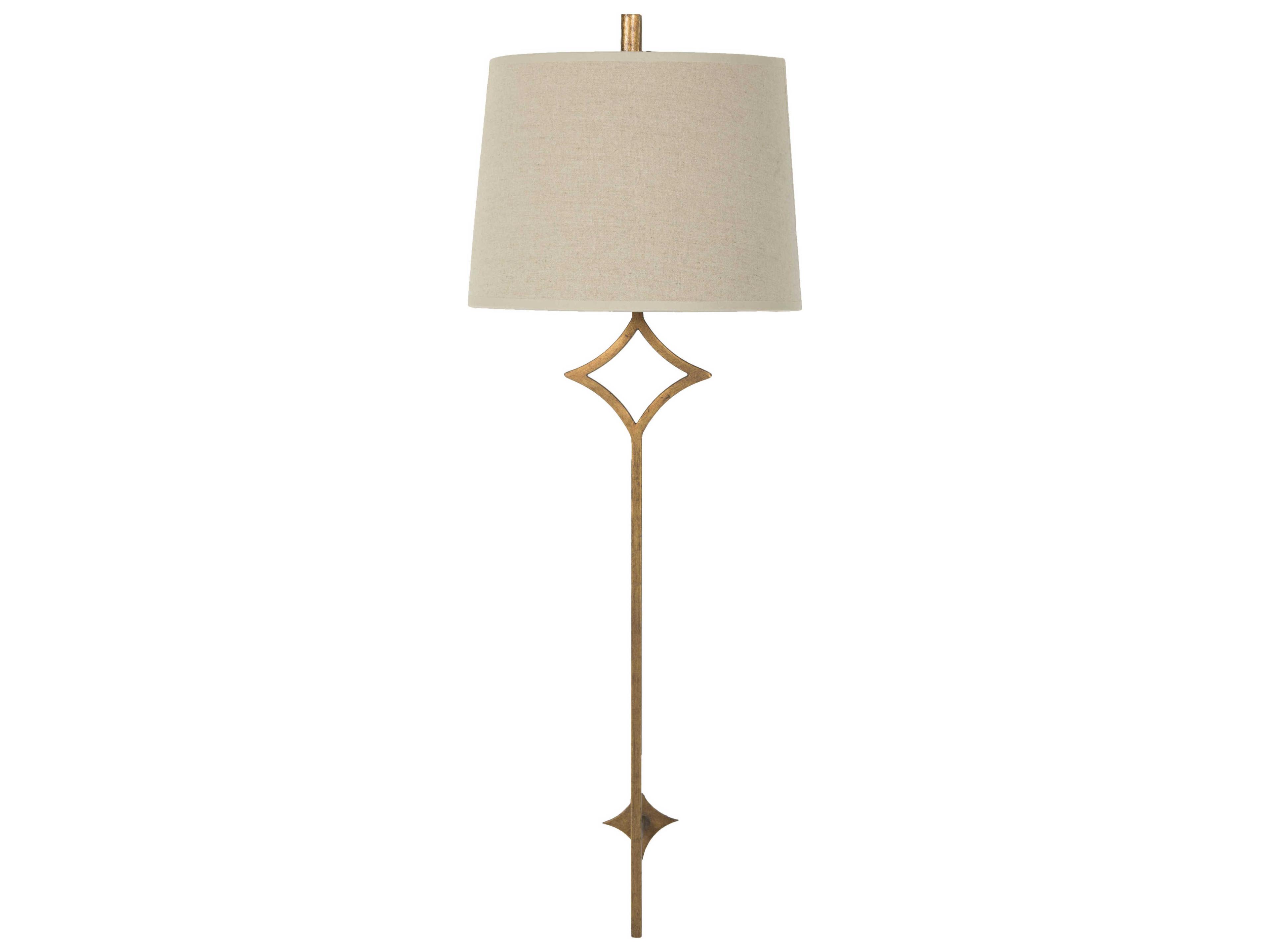 Theresa 1-Light Wall Sconce in Antique Gold with Natural Linen Shade