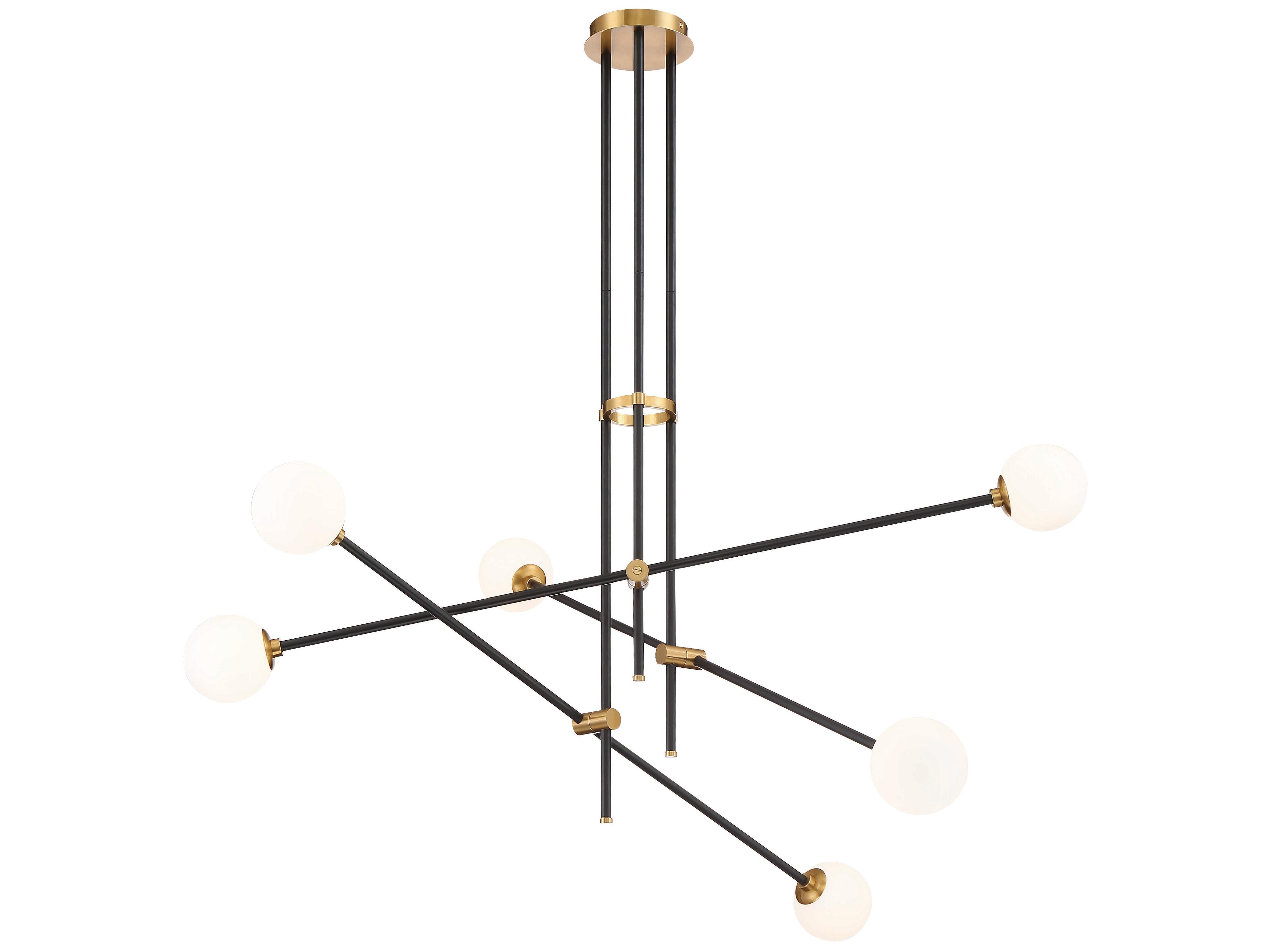 Cosmet Chandelier in Coal and Aged Brass