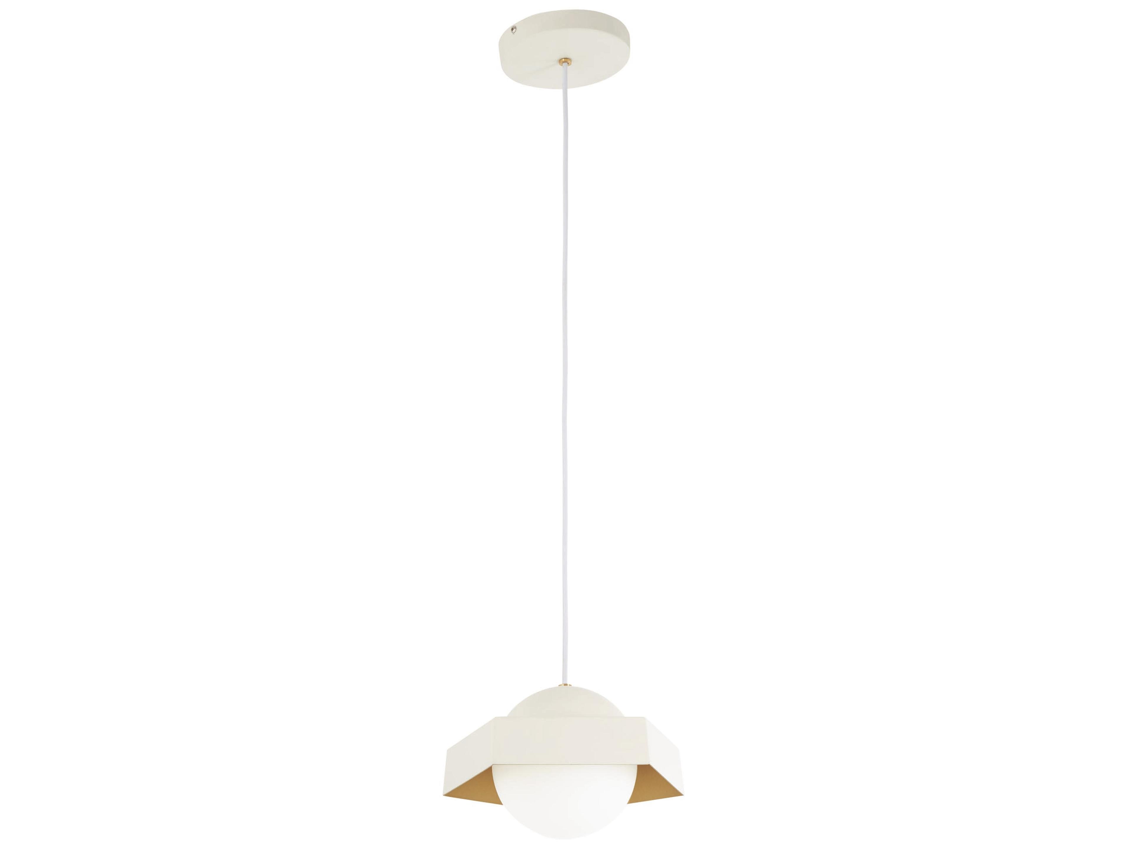 Five-o 1-Light Textured White Gold Leaf Glass LED Geometric Mini Pendant