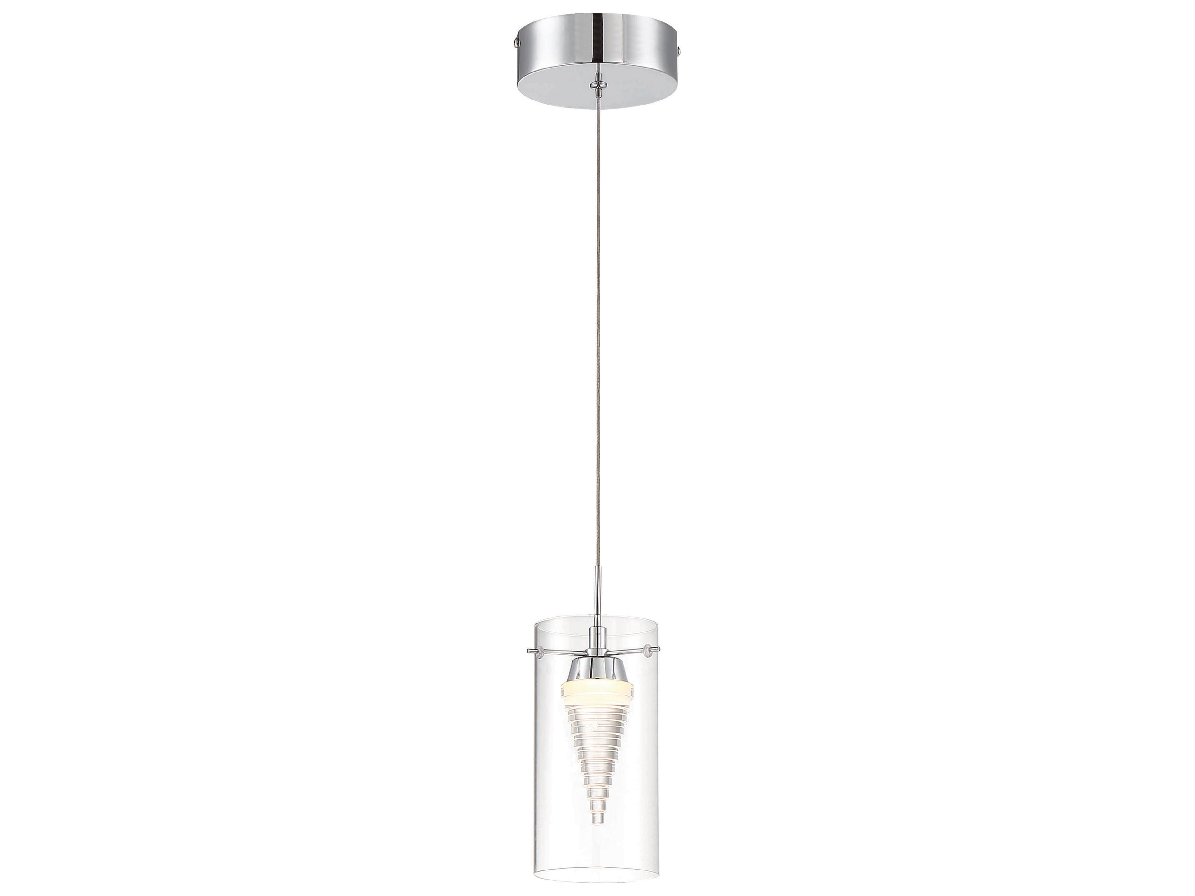 Funnel Cloud 1-Light Chrome Glass LED Cylinder Mini Pendant